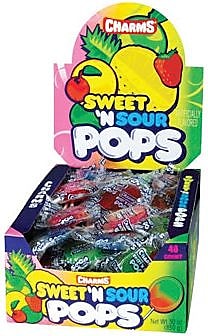 Charms Sweet & Sour Pops Lollipops, Assorted Flavors, 48 Pieces