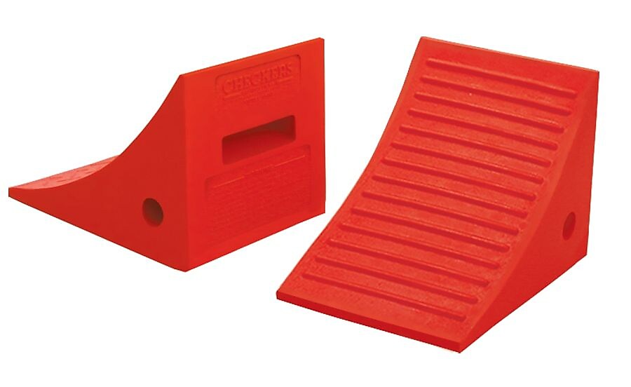Checkers Roadblock 3.5 lbs. Wheel Chock, Orange, 2 Pieces/Pack