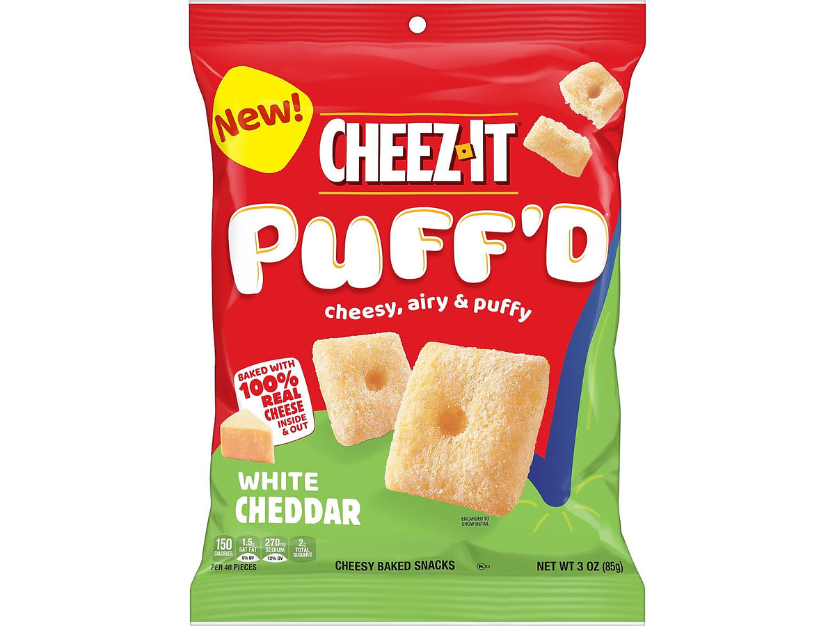 Cheez-It Puff'd Snack Crackers, White Cheddar, 3 Oz., 6/Carton