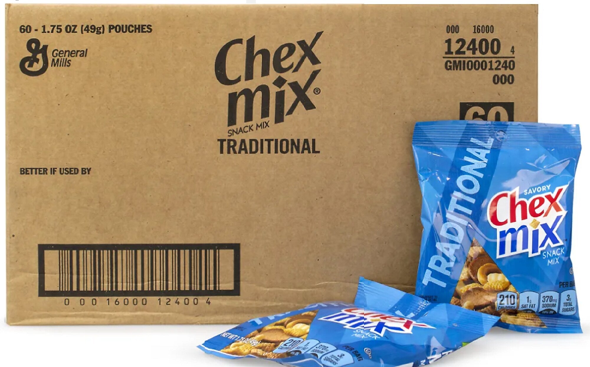 Chex Mix Traditional Savory Snack Mix, 1.75 oz., 60 Bags/Pack