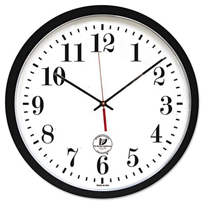 Chicago Lighthouse Atomic Slimline Contemporary Clock, 16.5in, Black