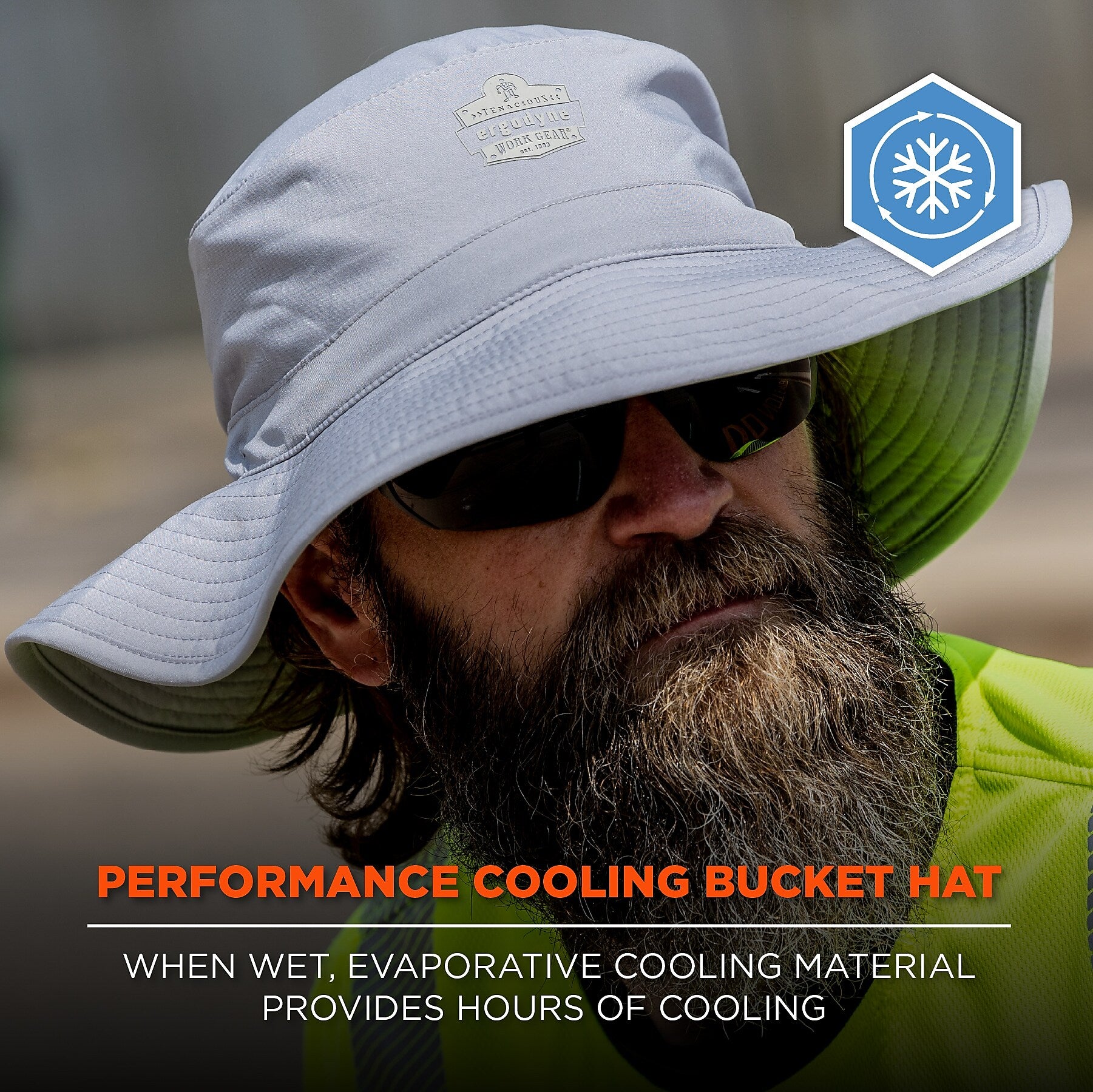 Chill-Its 8939 Cooling Bucket Hat, Gray