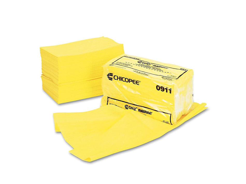 Chix Masslinn Viscose Dusting Cloths, 24" x 24", Yellow, 100 Cloths/Pack