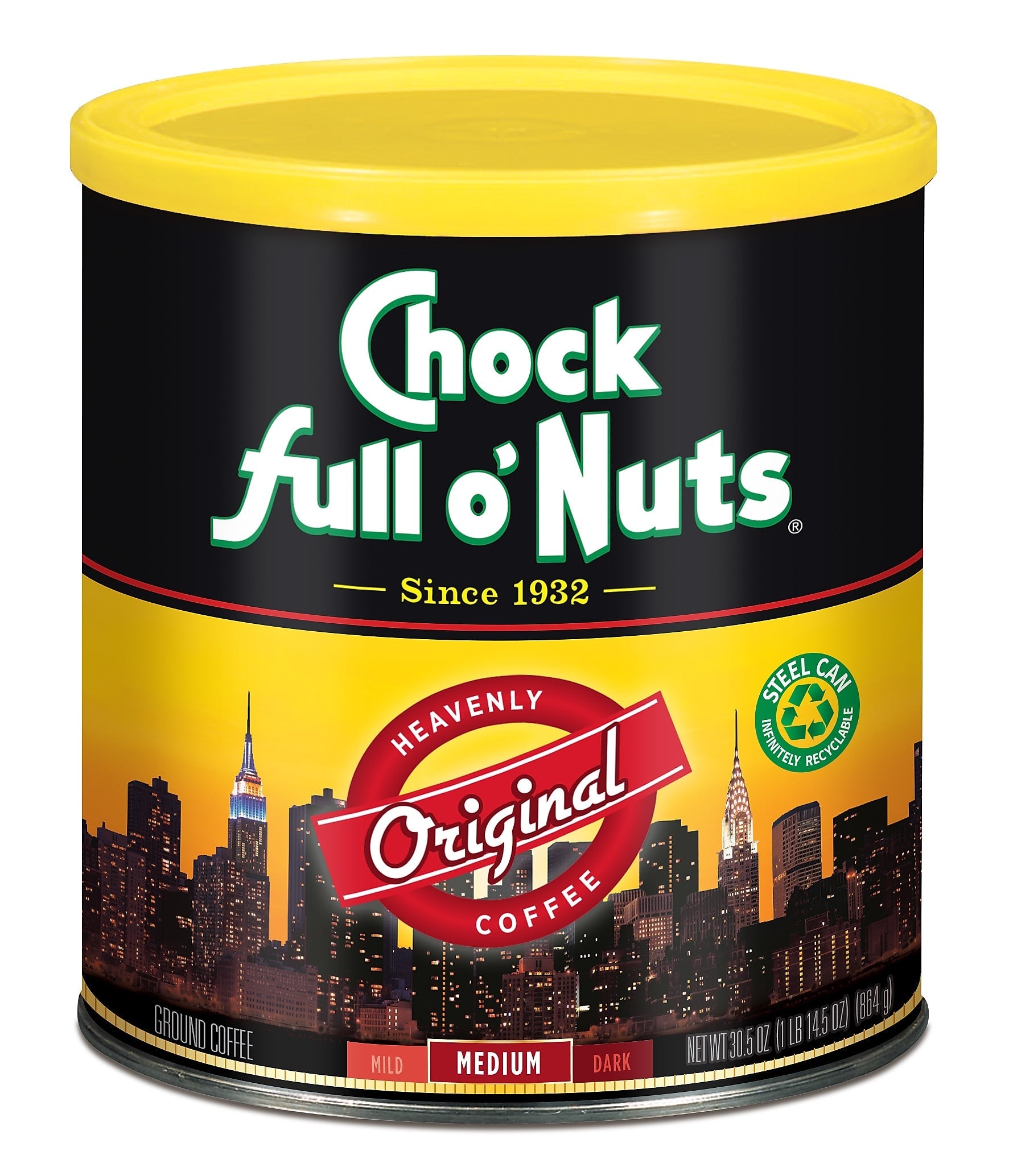 Chock full o'Nuts Original Blend Ground Coffee, Medium Roast, 30.5 oz.