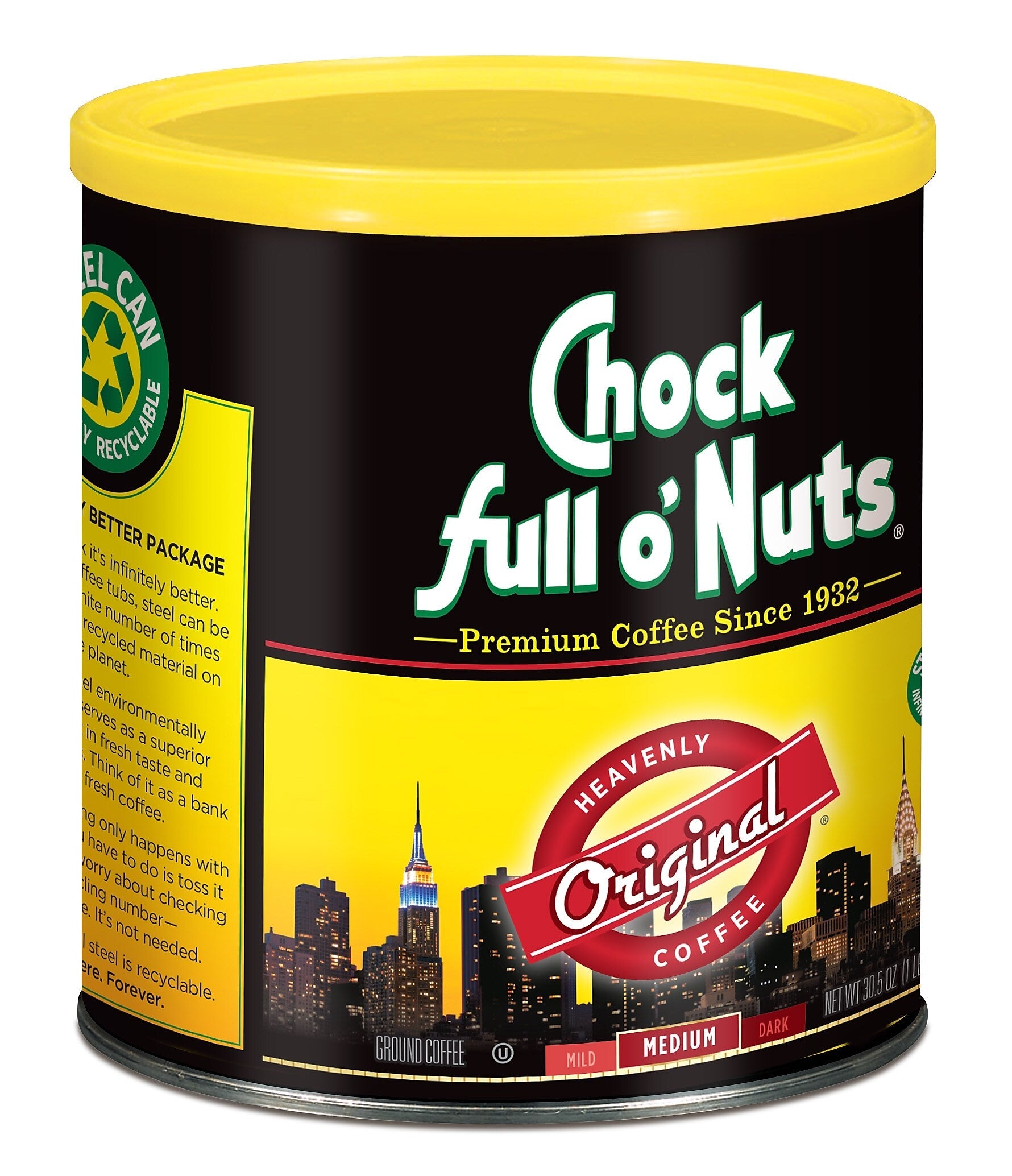 Chock full o'Nuts Original Blend Ground Coffee, Medium Roast, 30.5 oz.