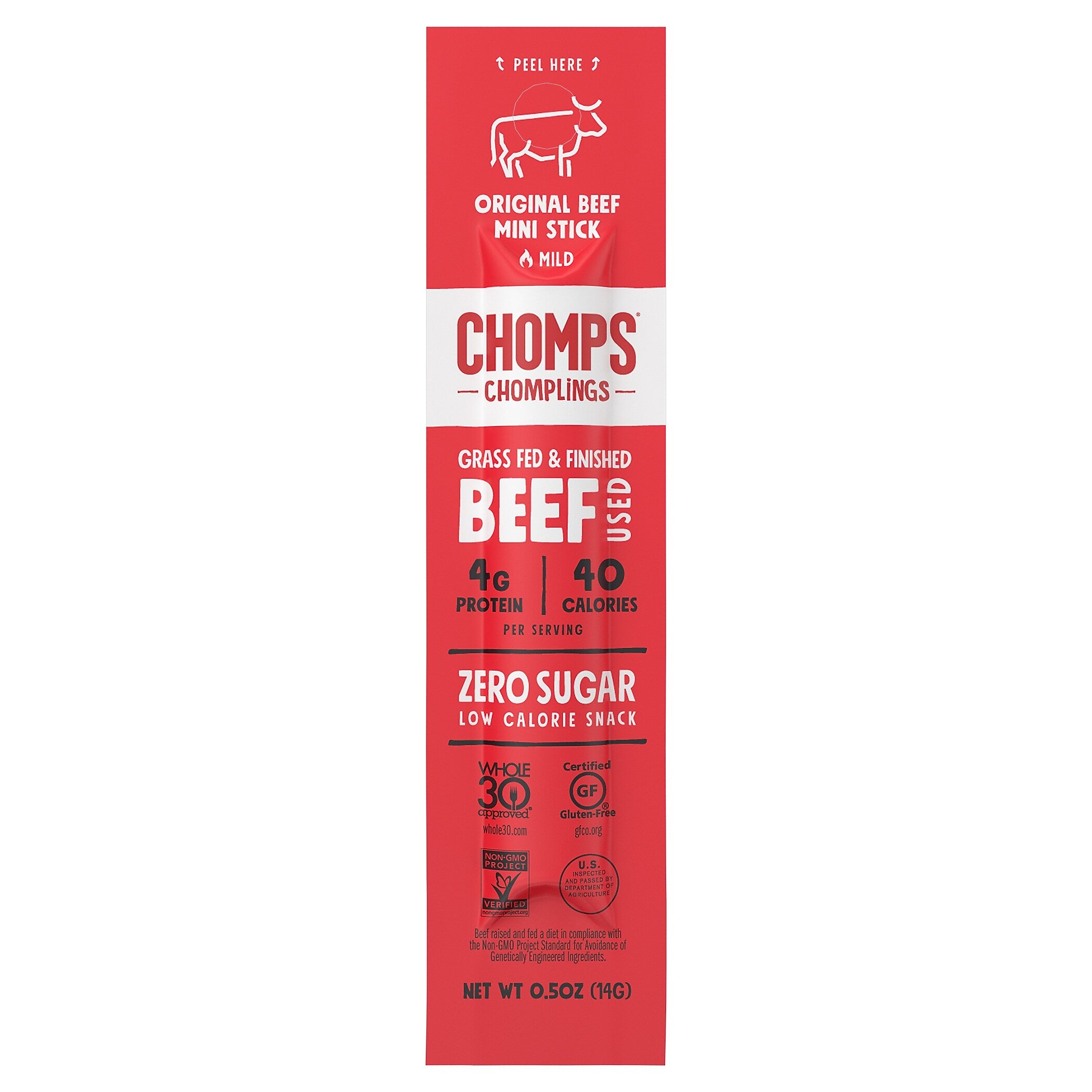 Chomps Chomplings Original Beef Meat Stick, 24/Box