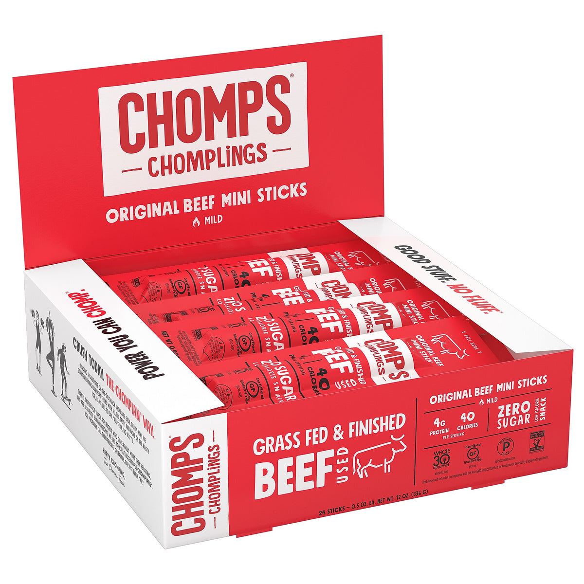 Chomps Chomplings Original Beef Meat Stick, 24/Box