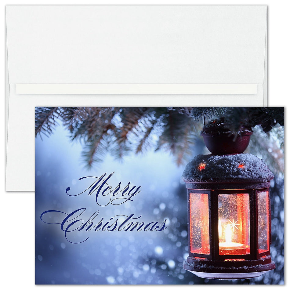"Christmas Lantern" Holiday Card w/ Unlined White Envelope, 100/BX