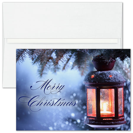 "Christmas Lantern" Holiday Card w/ Unlined White Envelope, 250/BX