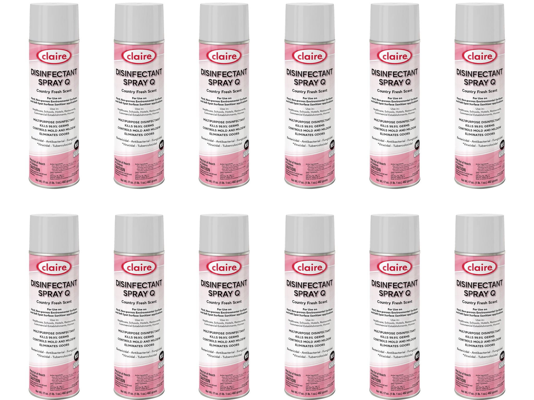 Claire Spray Q Disinfectant Can, Country Fresh, 17 Oz. 12/Carton