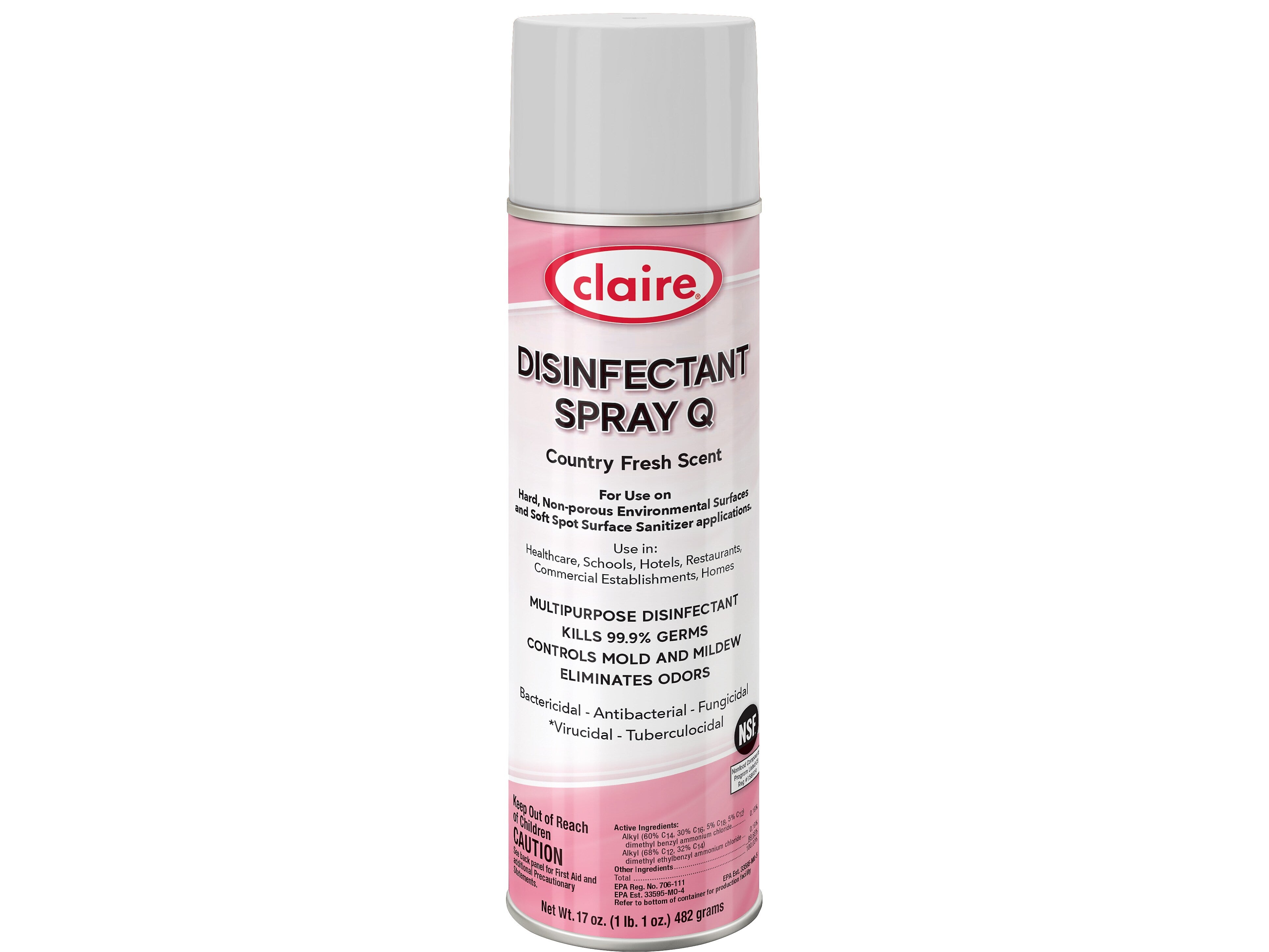 Claire Spray Q Disinfectant Can, Country Fresh, 17 Oz. 12/Carton