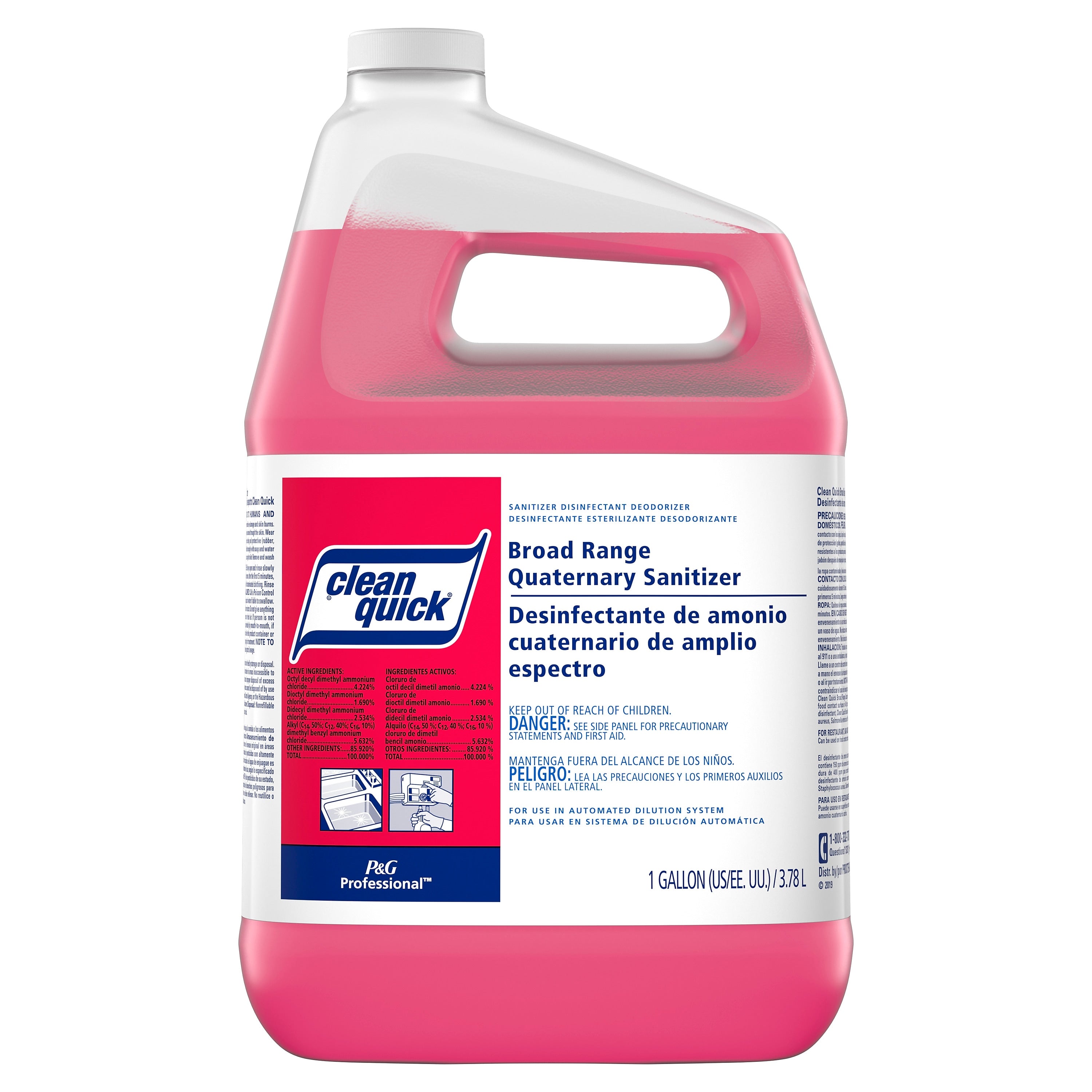 Clean Quick Broad Range Quaternary Sanitizer, Closed Loop, 1 Gallon, 3/Carton