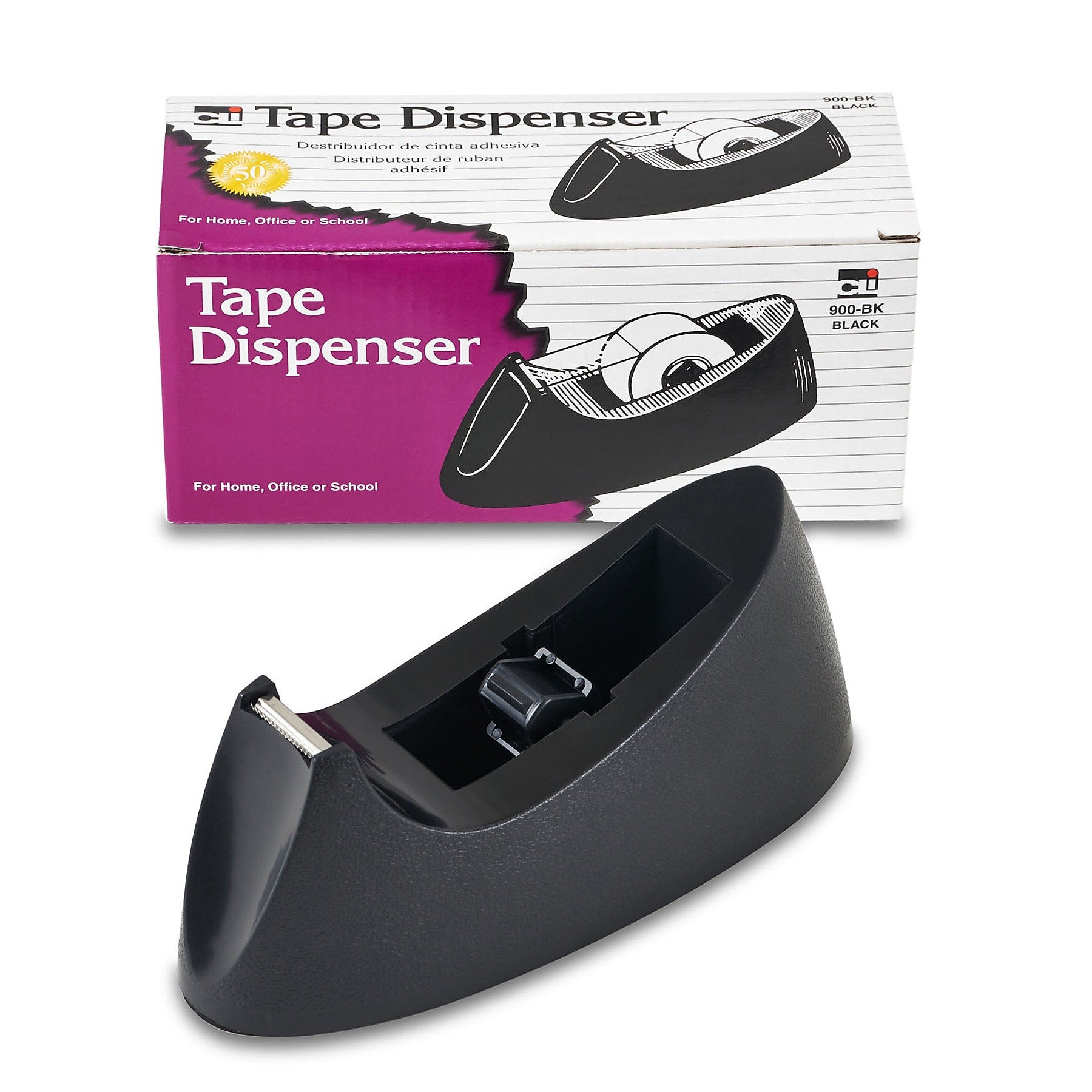 CLI Desk Tape Dispenser, Black, Pack of 6