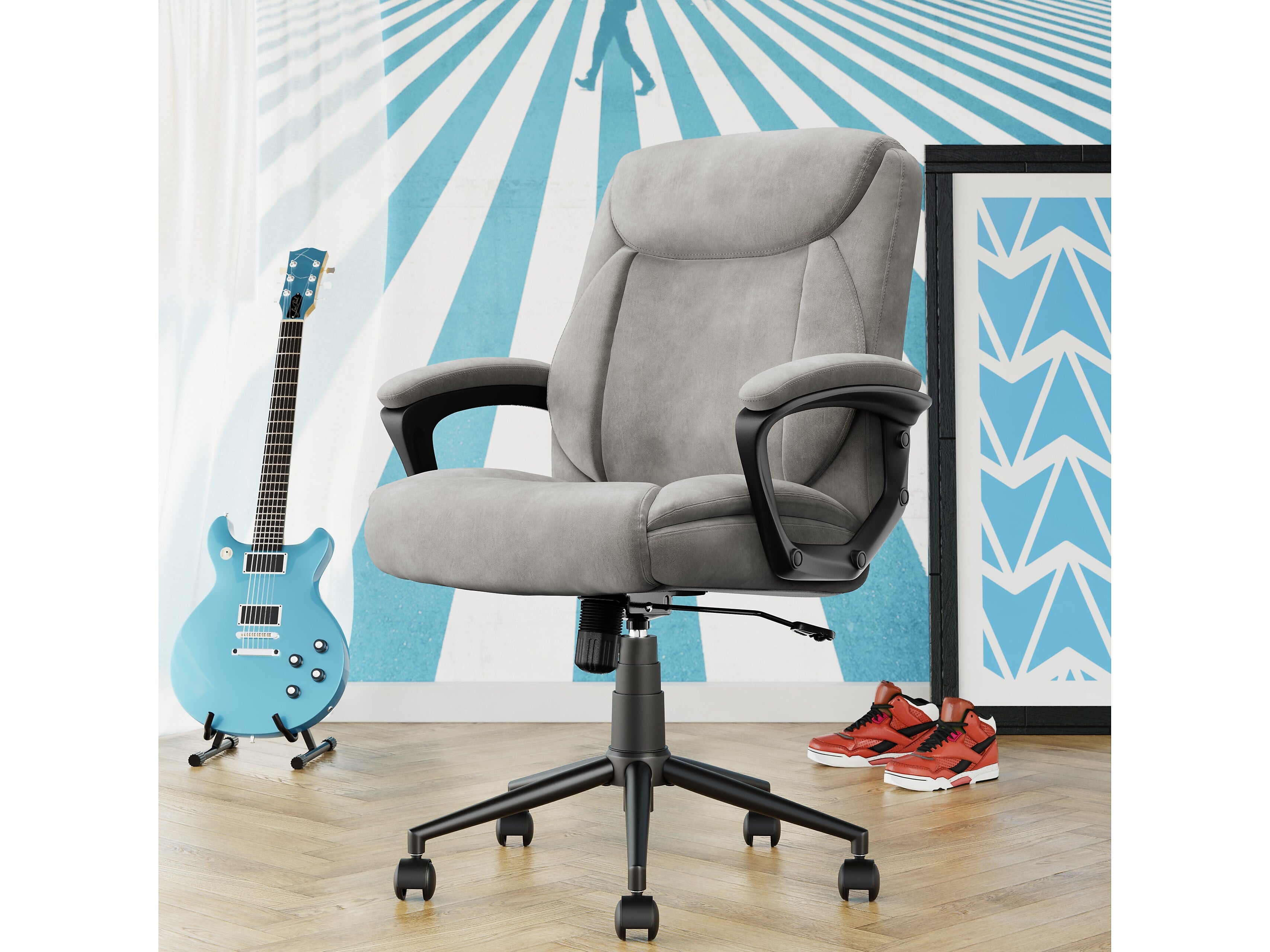 Click365 Transform 1.0 Ergonomic Fabric Swivel Desk Chair, Gray