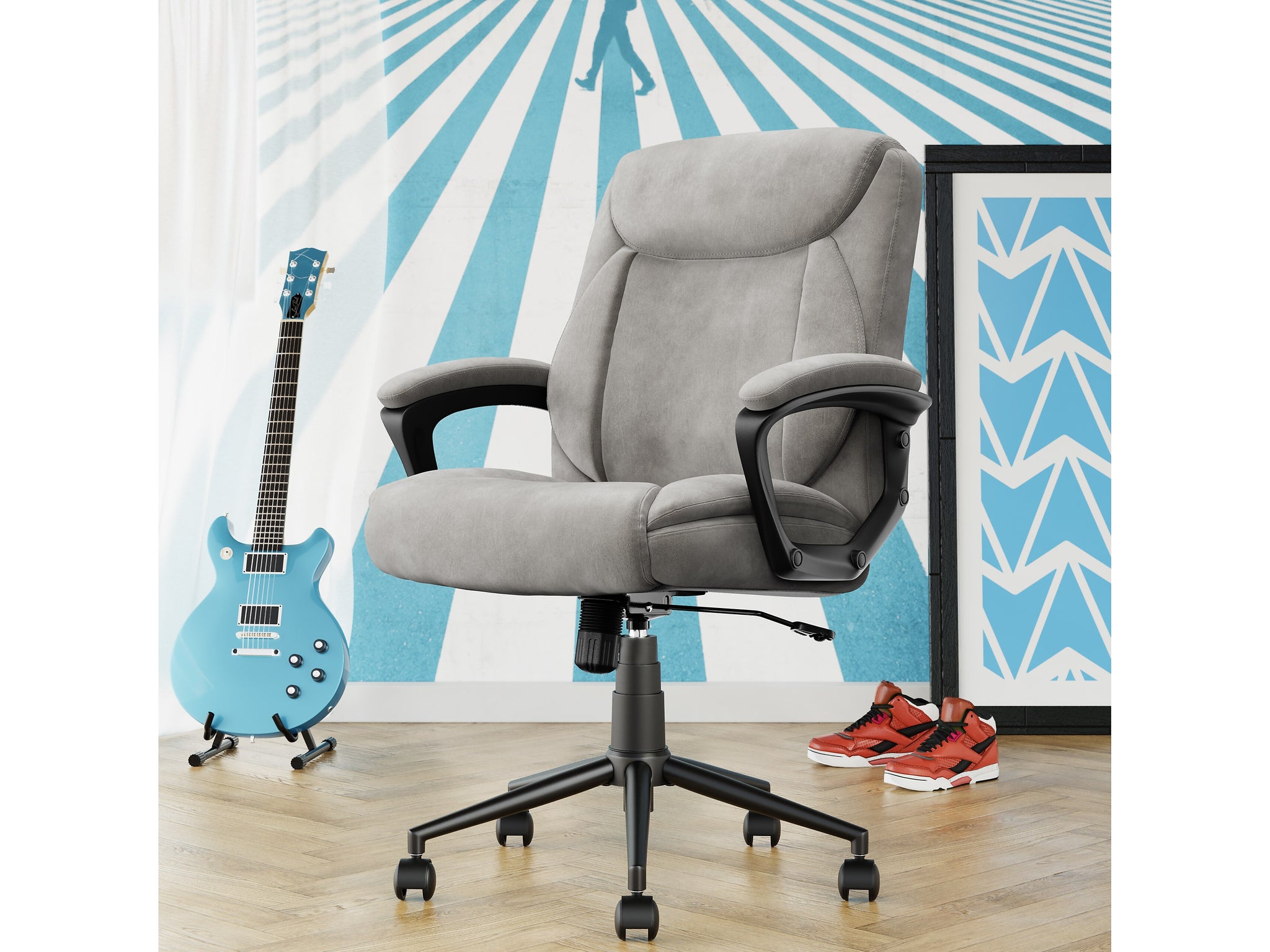 Click365 Transform 1.0 Ergonomic Fabric Swivel Desk Chair, Gray