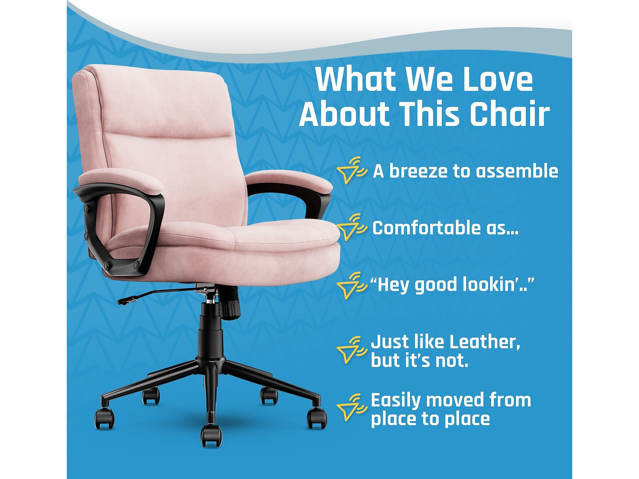 Click365 Transform 2.0 Ergonomic Fabric Swivel Desk Chair, Pink