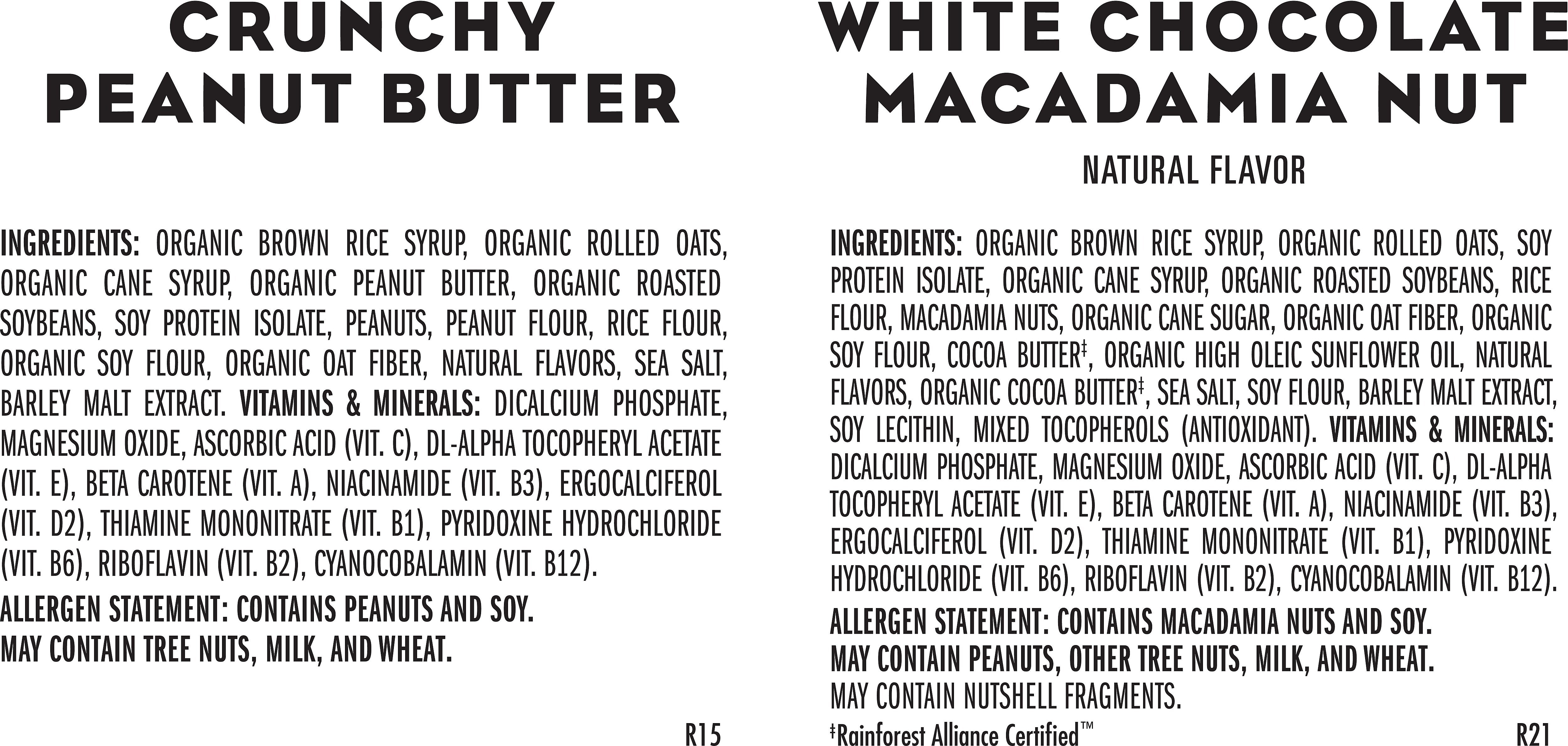 Clif Bar Crunchy Peanut Butter and White Chocolate Macadamia Nut Bar, Variety Pack, 43.2 oz, 18/Box