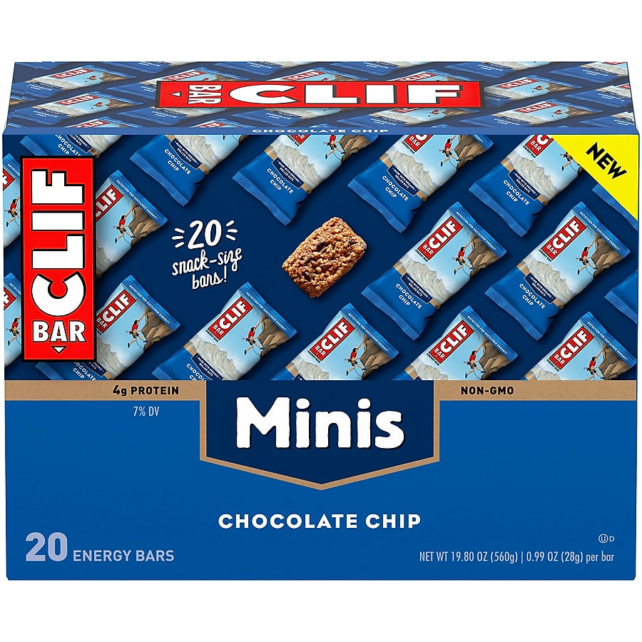 Clif Mini Energy Bars, Chocolate Chip, 1.0 oz., 20/Box