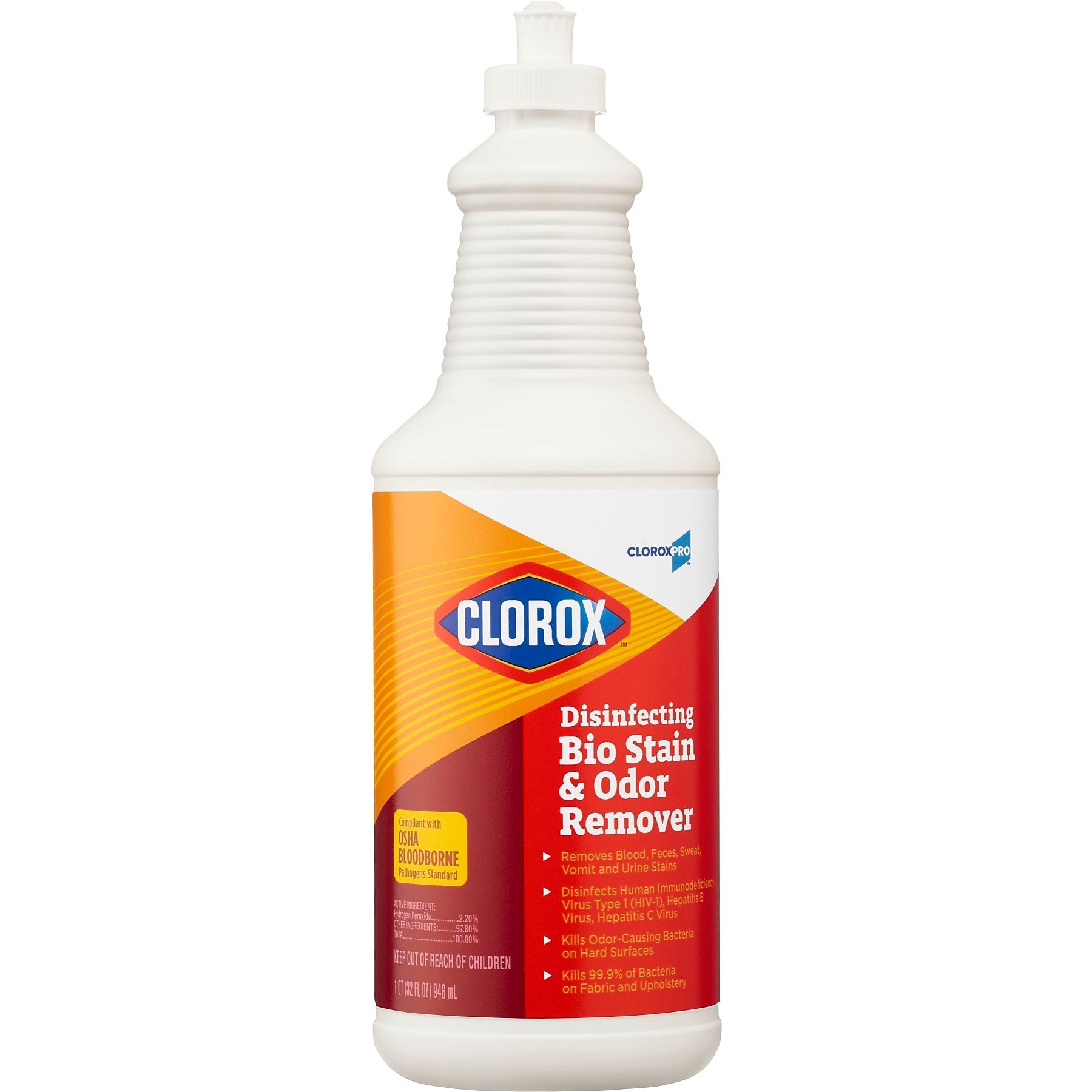 Clorox CloroxPro Disinfecting Bio Stain & Odor Remover Pull Top, 32 oz.