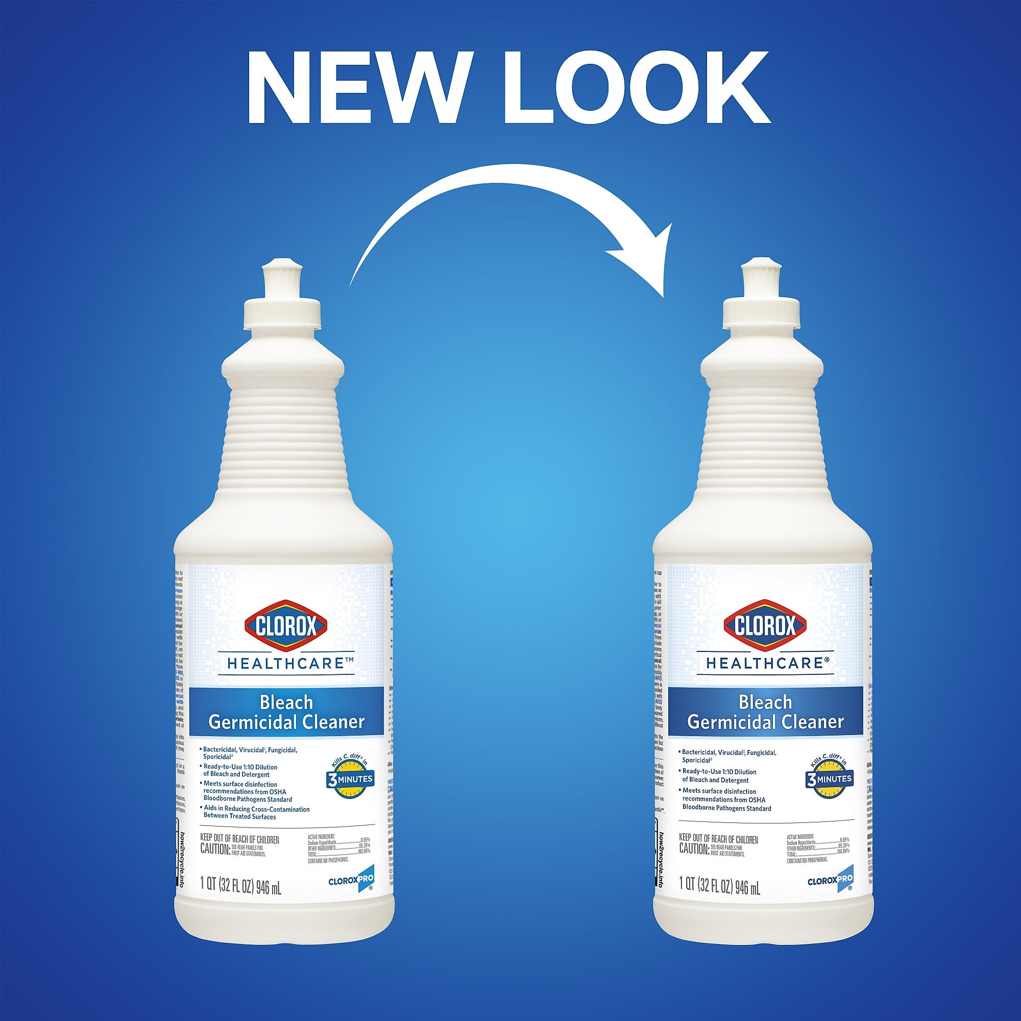 Clorox Healthcare Bleach Germicidal Cleaner, 32 oz., 6/Carton