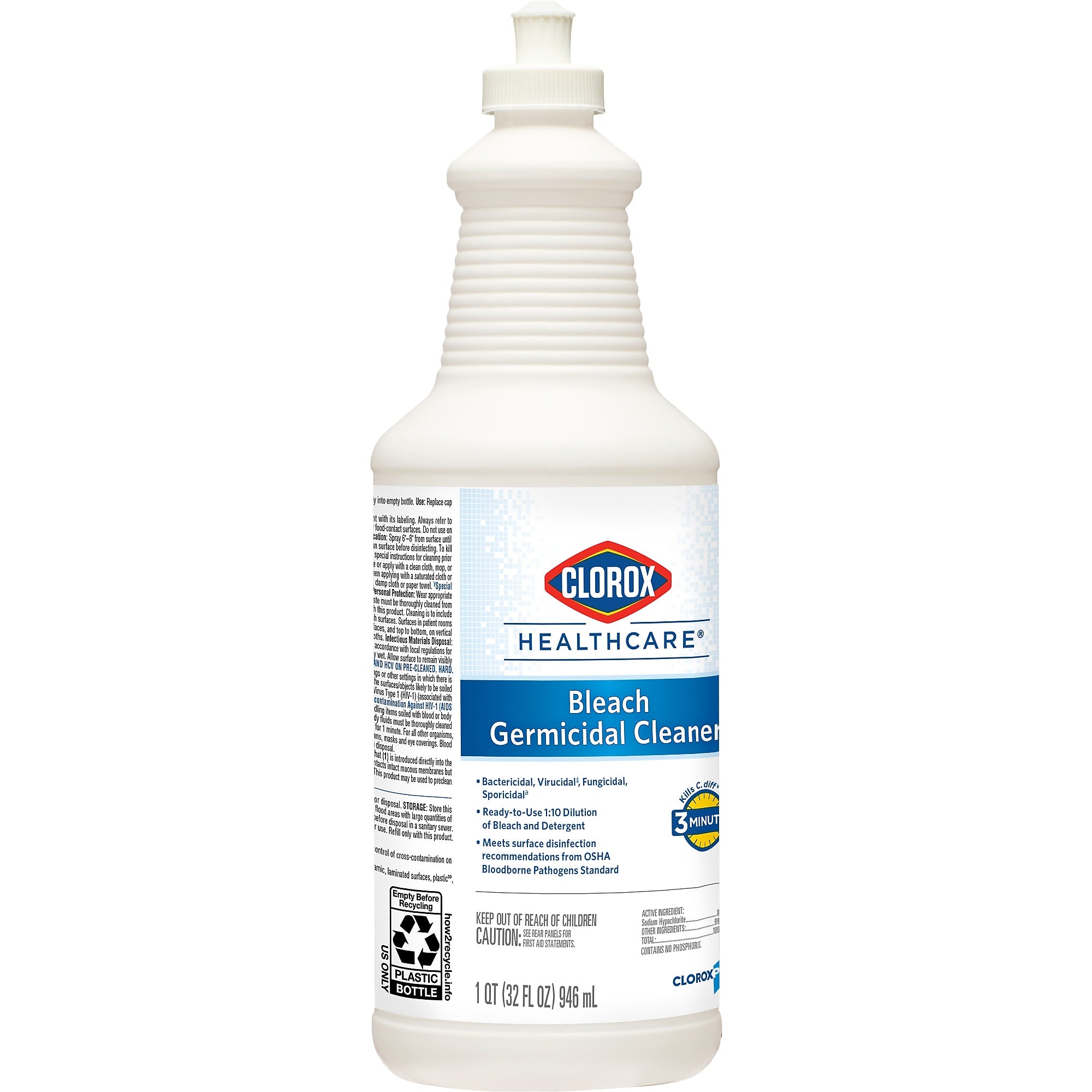 Clorox Healthcare Bleach Germicidal Cleaner, 32 oz., 6/Carton