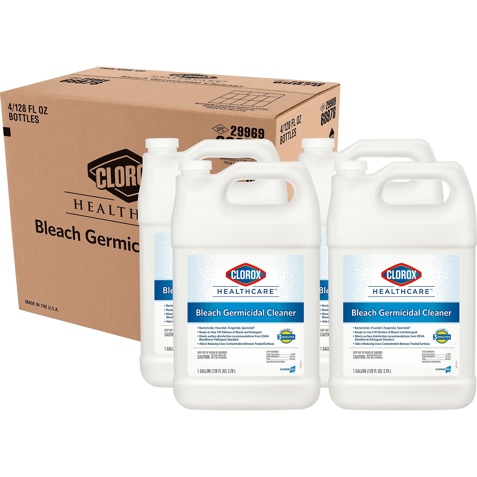 Clorox Healthcare Bleach Germicidal Cleaner Refill, 128 oz., 4/Carton