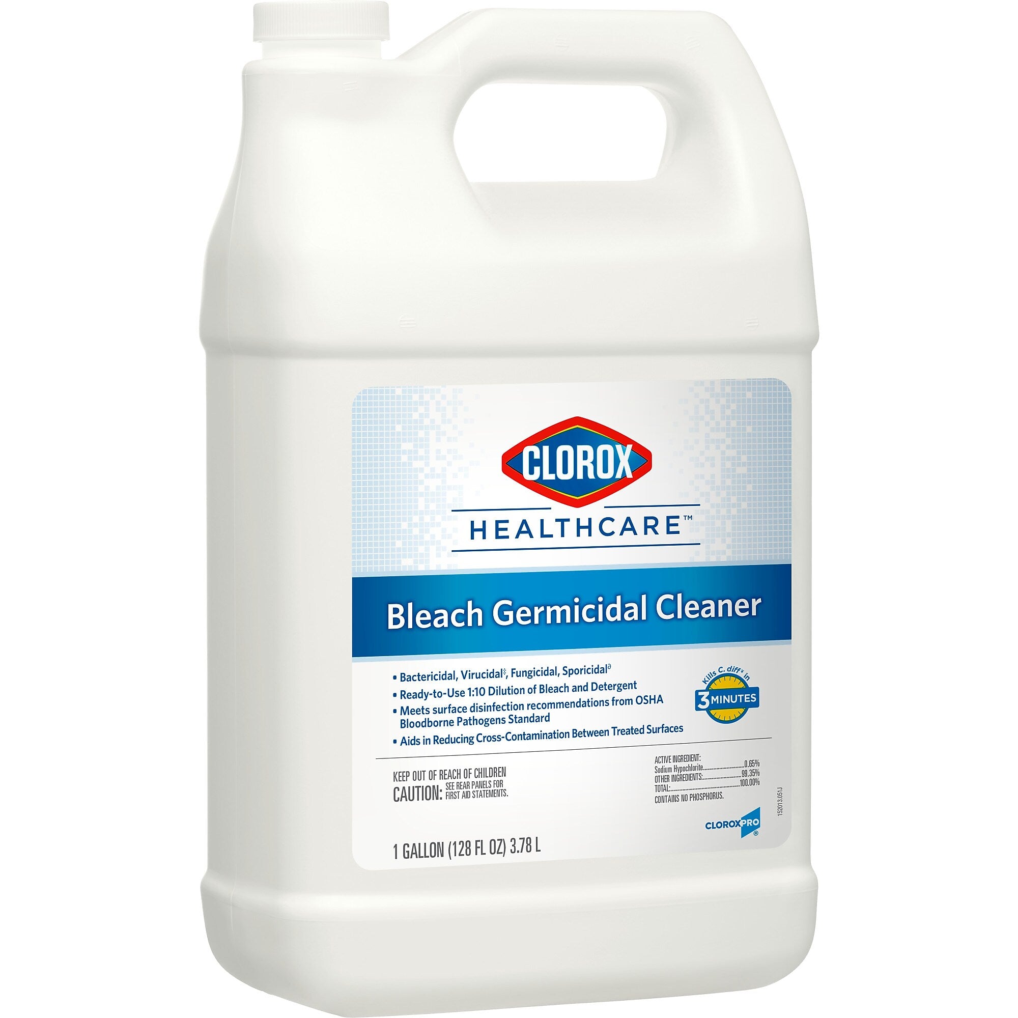 Clorox Healthcare Bleach Germicidal Cleaner Refill, 128 oz., 4/Carton