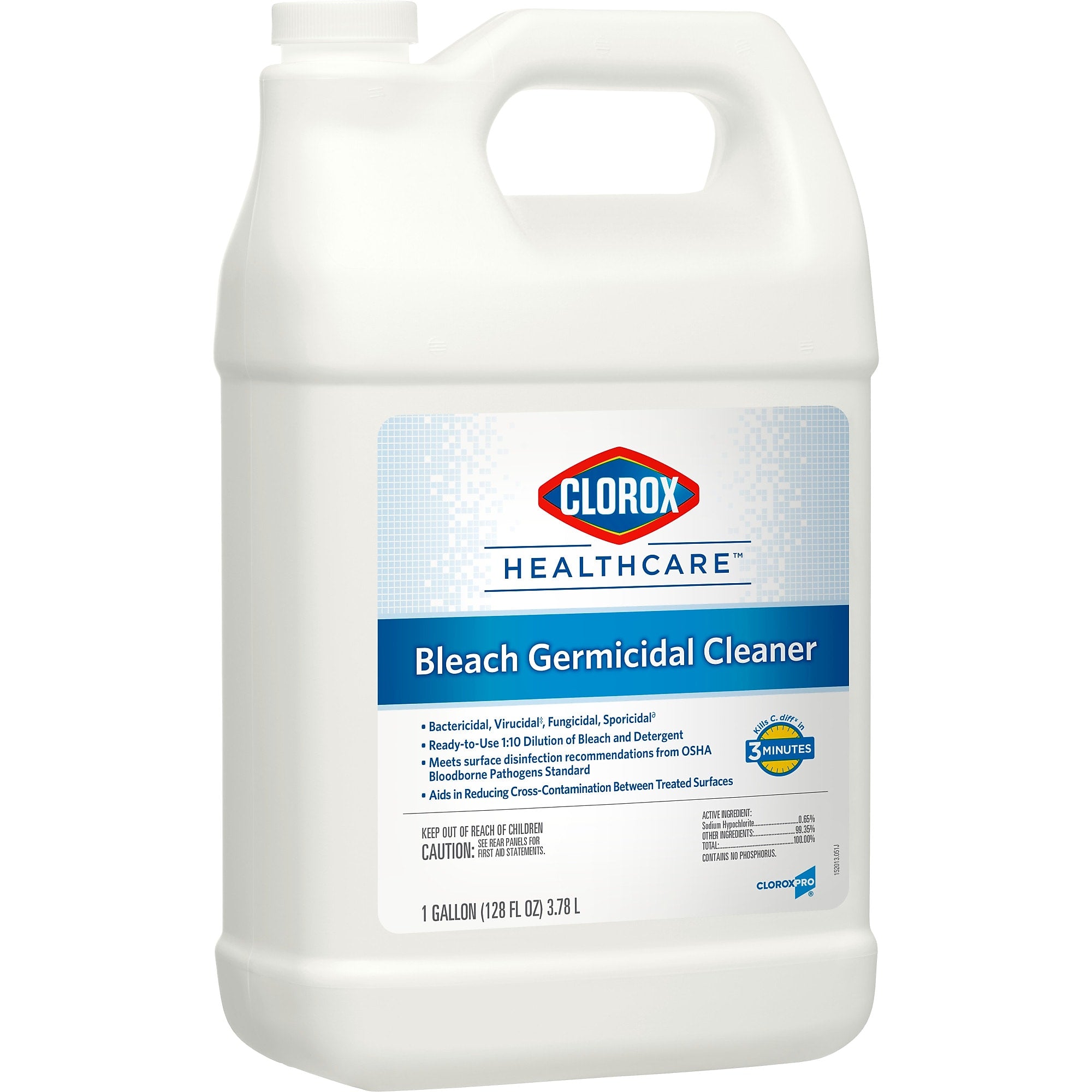 Clorox Healthcare Bleach Germicidal Cleaner Refill, 128 oz., 4/Carton