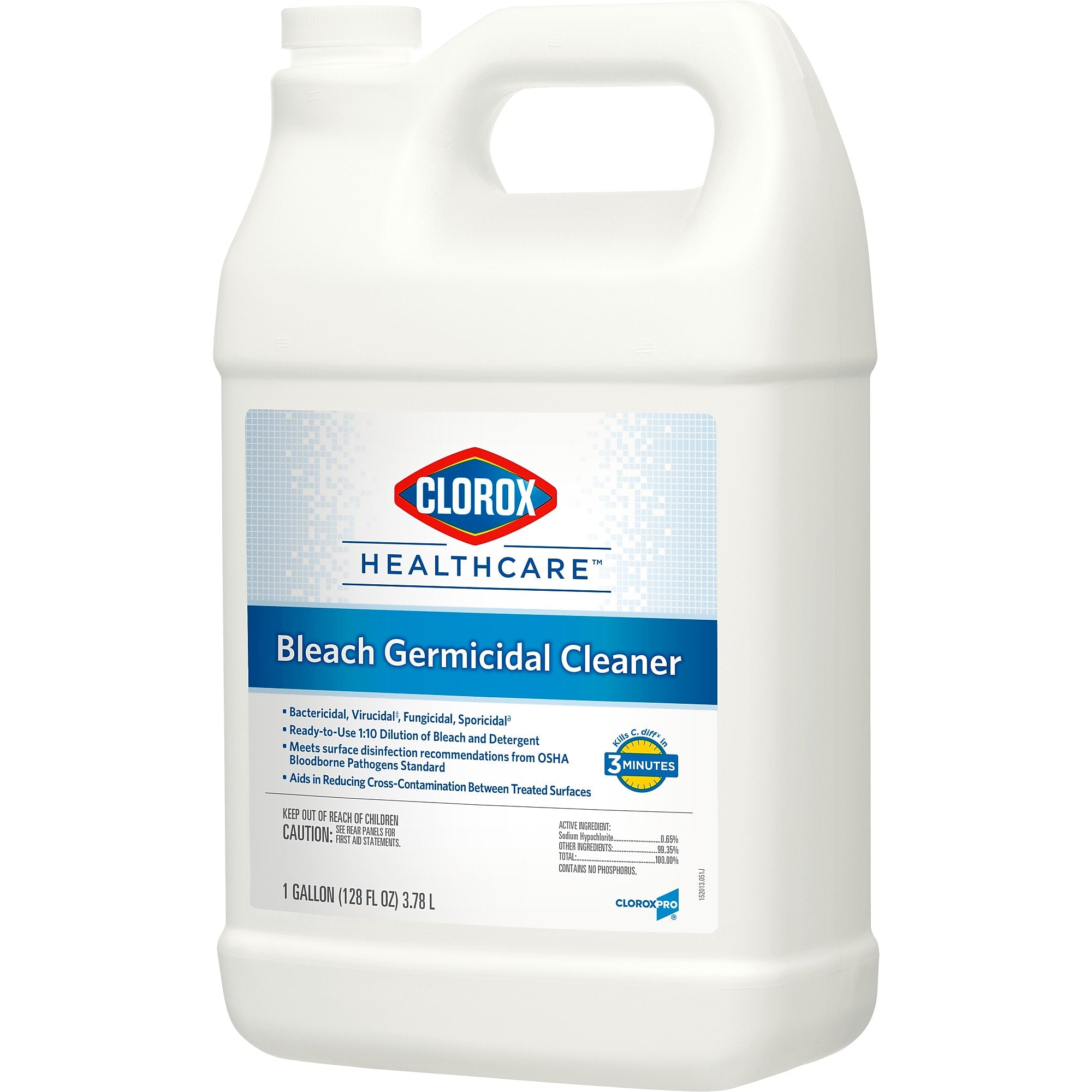 Clorox Healthcare Bleach Germicidal Cleaner Refill, 128 oz., 4/Carton