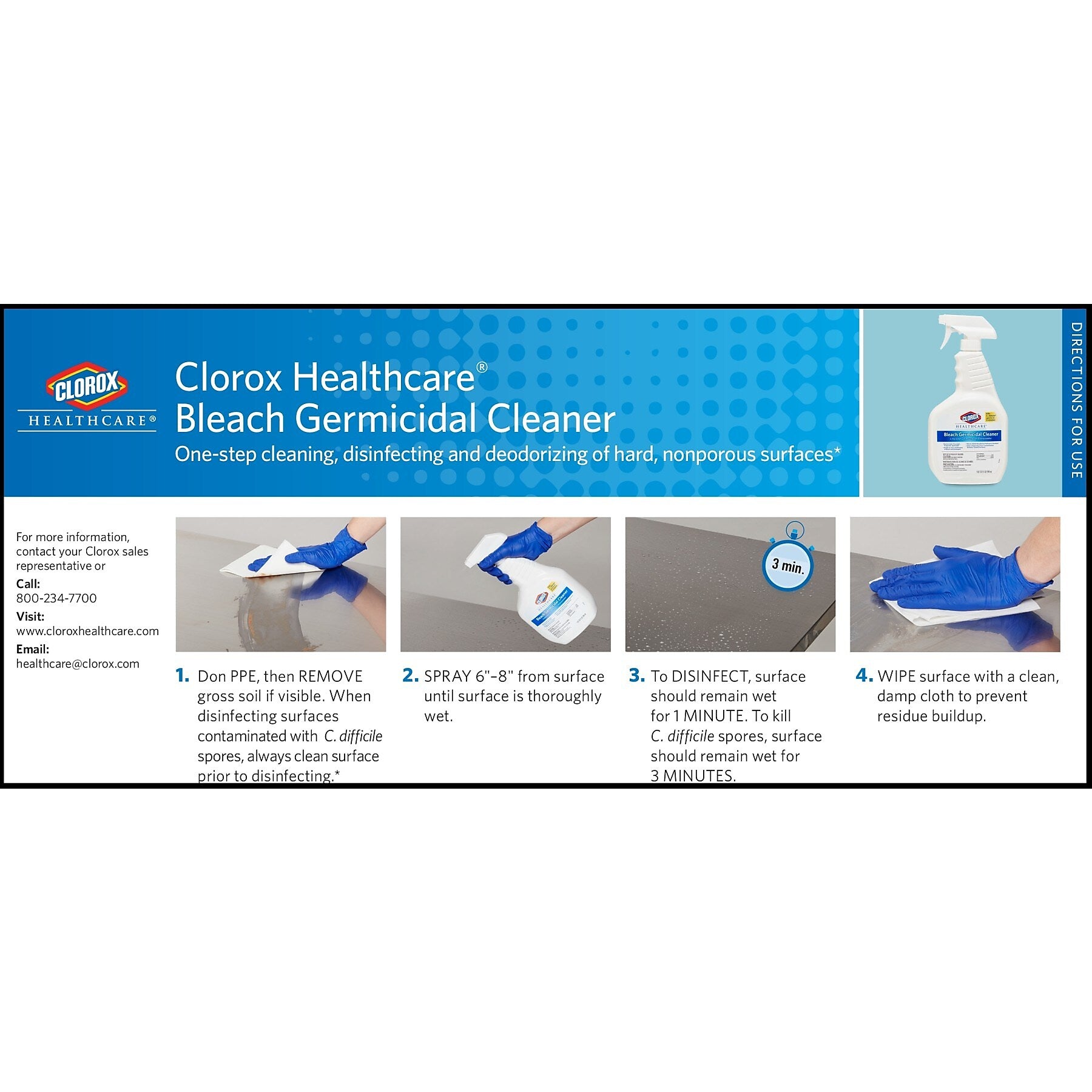 Clorox Healthcare Bleach Germicidal Cleaner Spray, 22 Ounces