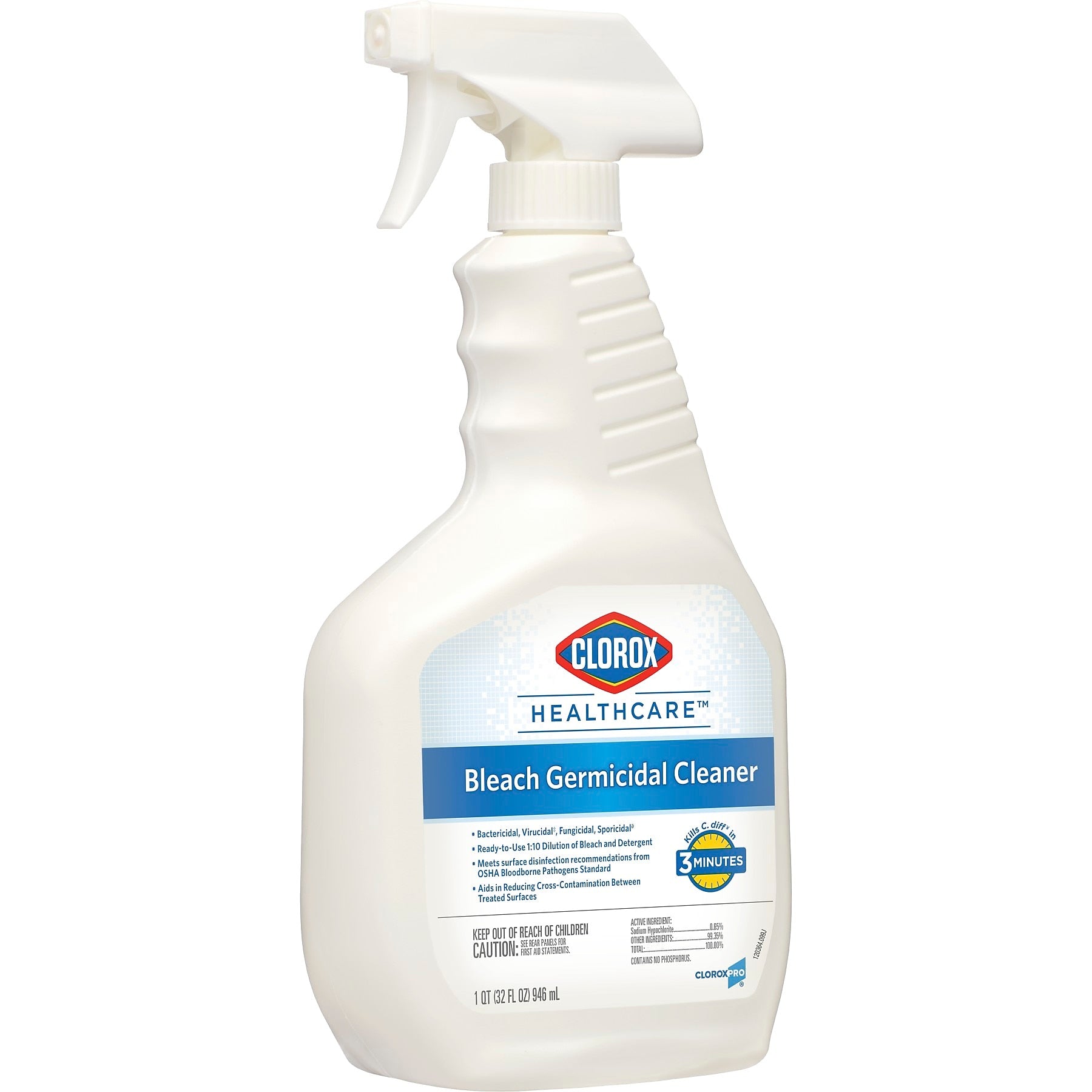 Clorox Healthcare Bleach Germicidal Cleaner Spray, Unscented, 32 oz., 6/Carton