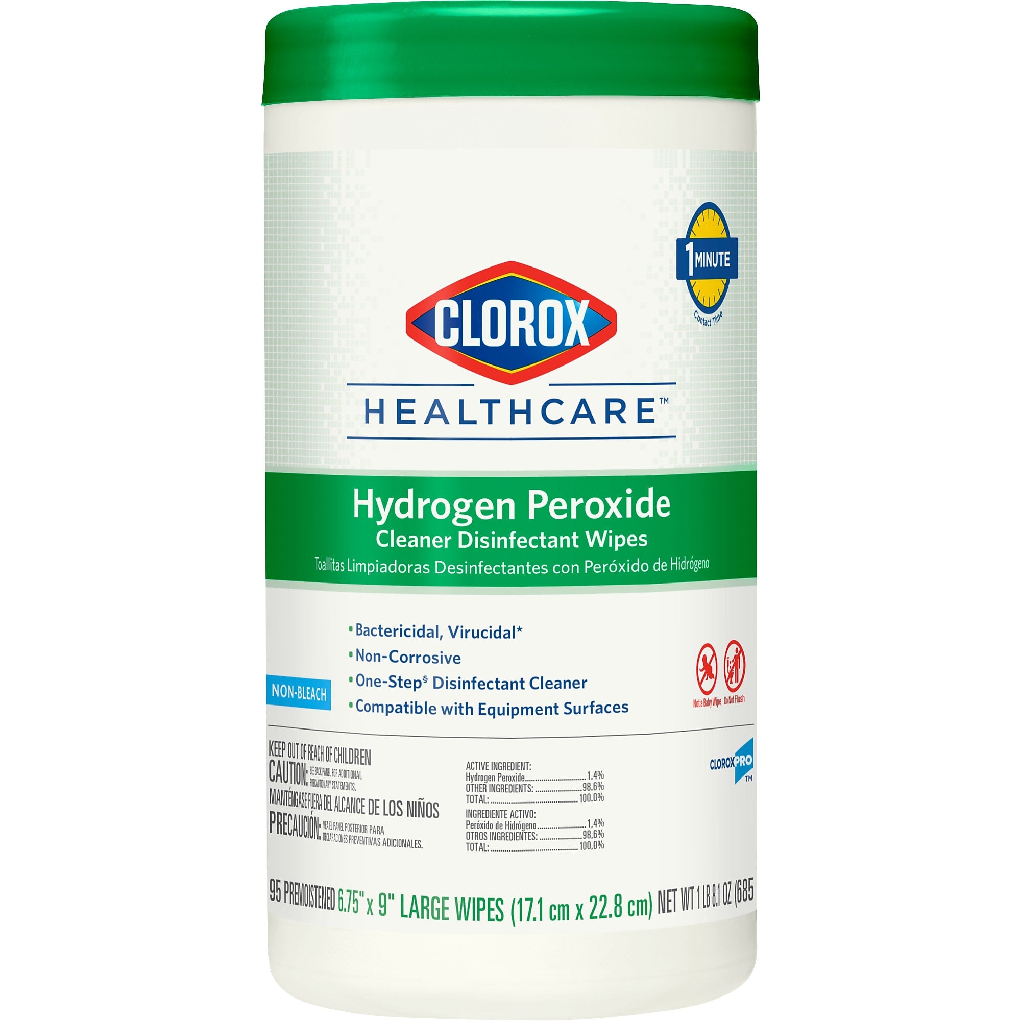 Clorox Healthcare Disinfectant Wipes, 95 Wipes/Canister