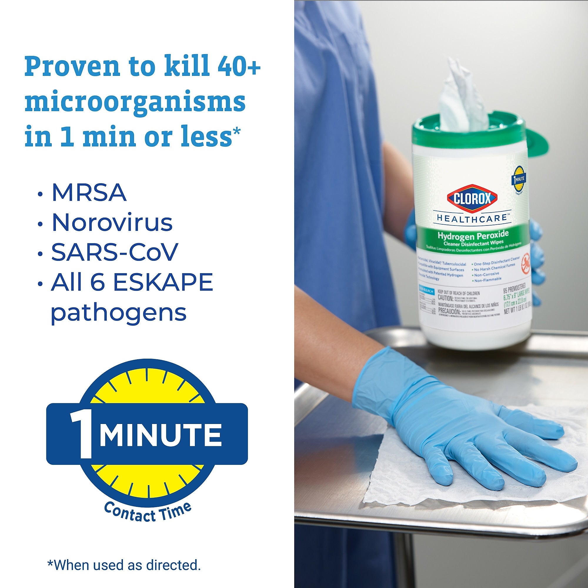 Clorox Healthcare Disinfectant Wipes, 95 Wipes/Canister