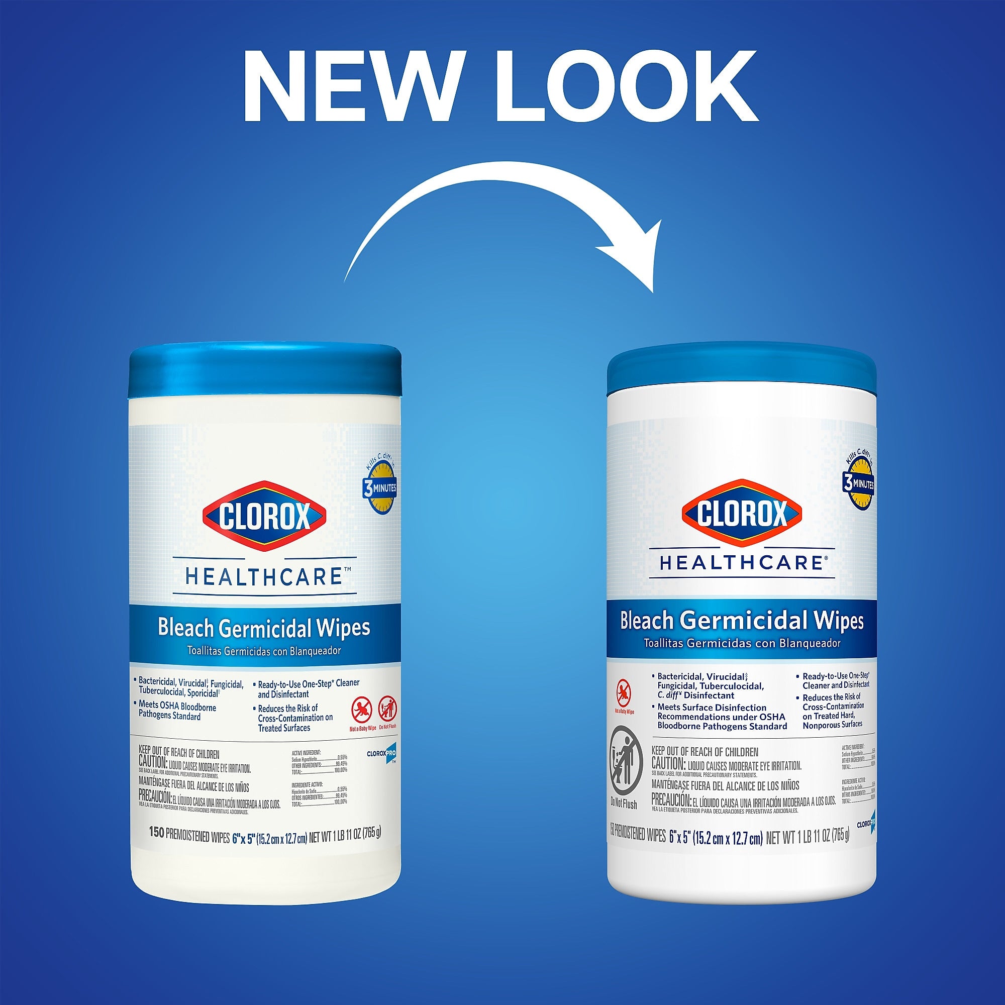 Clorox Healthcare Disinfecting Wipes, 150 Wipes/Canister