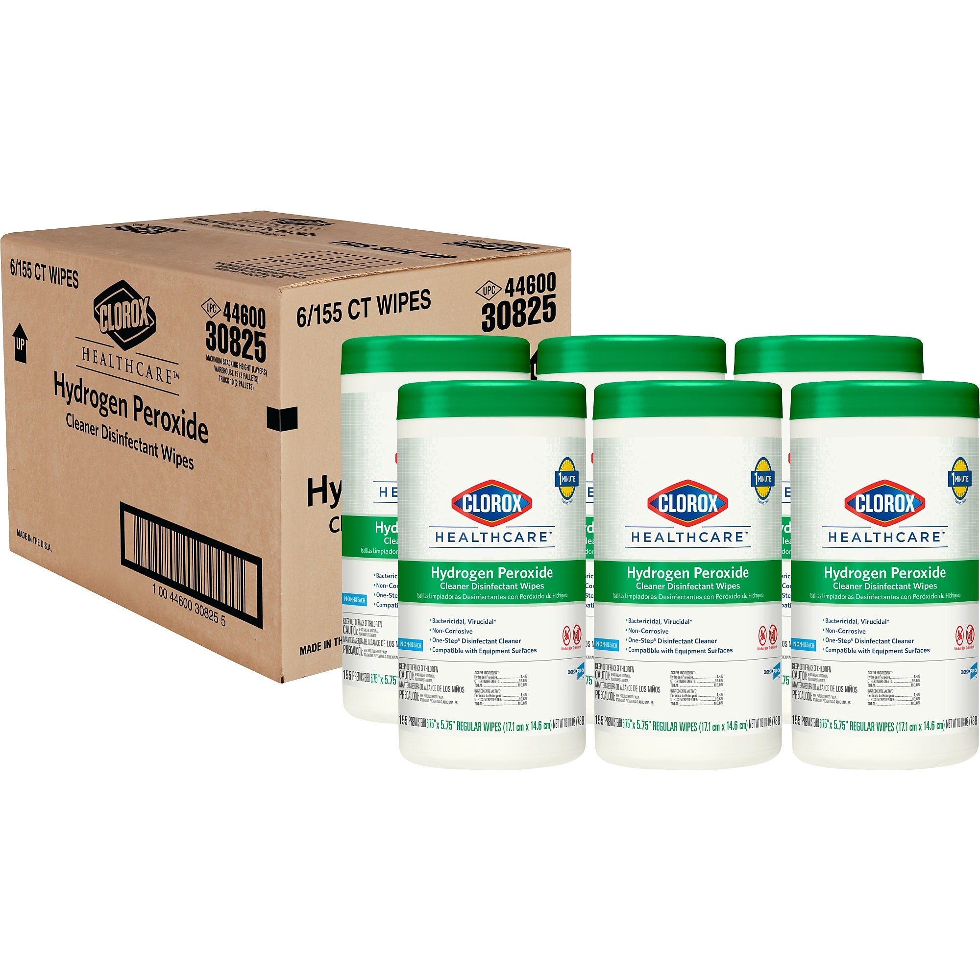 Clorox Healthcare Disinfecting Wipes, 155 Wipes/Container, 6/Carton