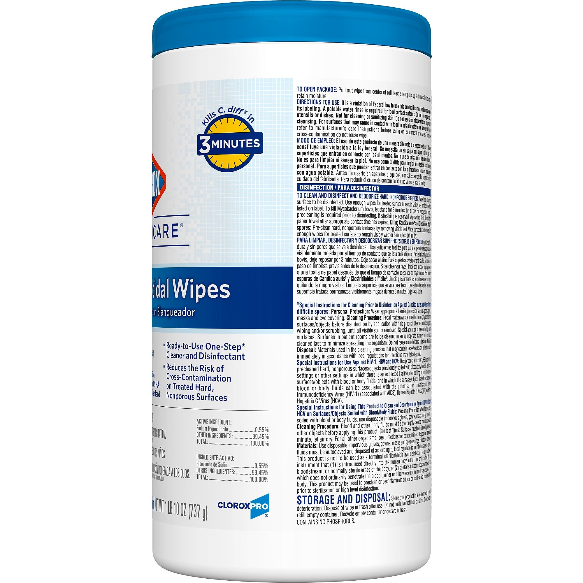 Clorox Healthcare Disinfectingl Wipes, 70 Wipes/Canister