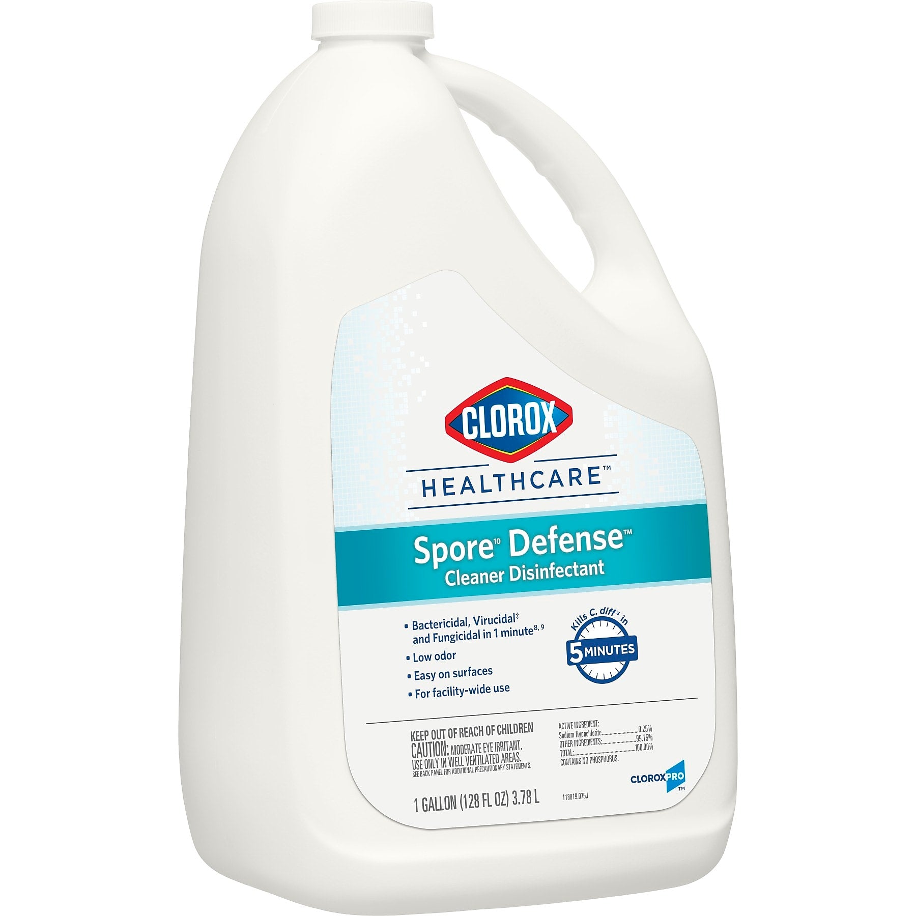Clorox Healthcare Spore Defense Cleaner Disinfectant, Open System Refill Bottle, 128 Fl Oz, 4/Pack