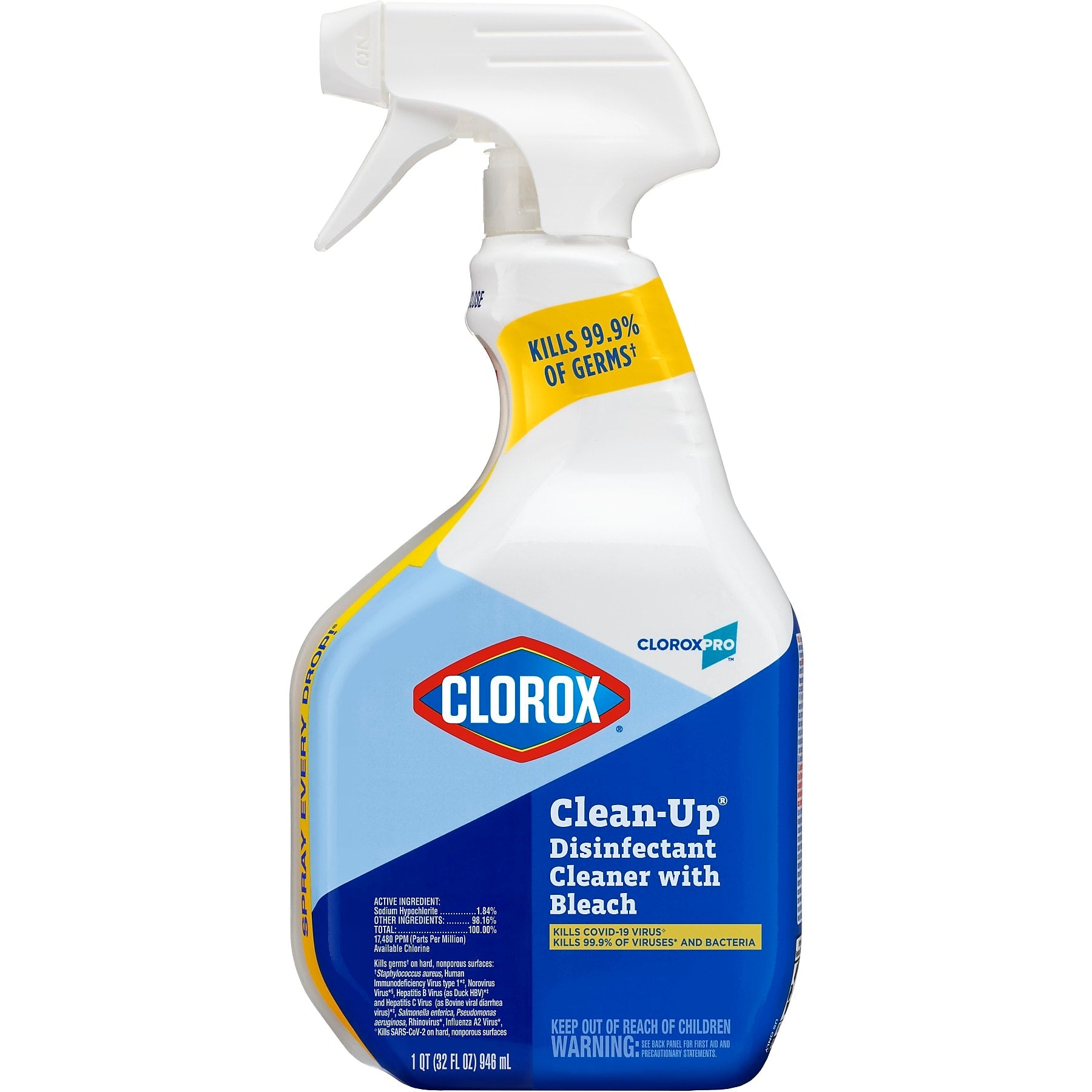 CloroxPro Clean-Up Disinfectant Cleaner with Bleach Spray, 32 oz.
