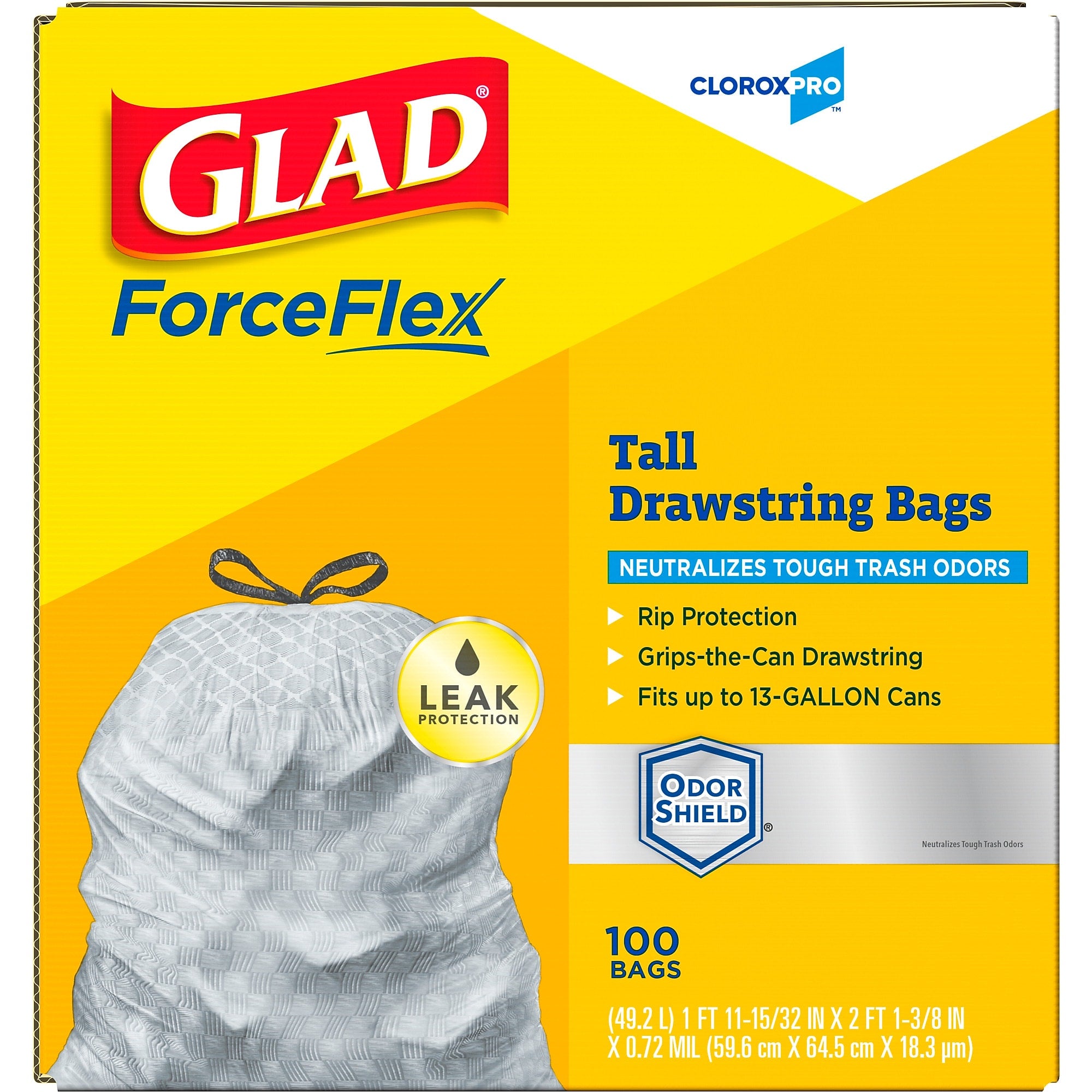 CloroxPro Glad ForceFlex 13 Gallon Tall Kitchen Trash Bag, 23.75