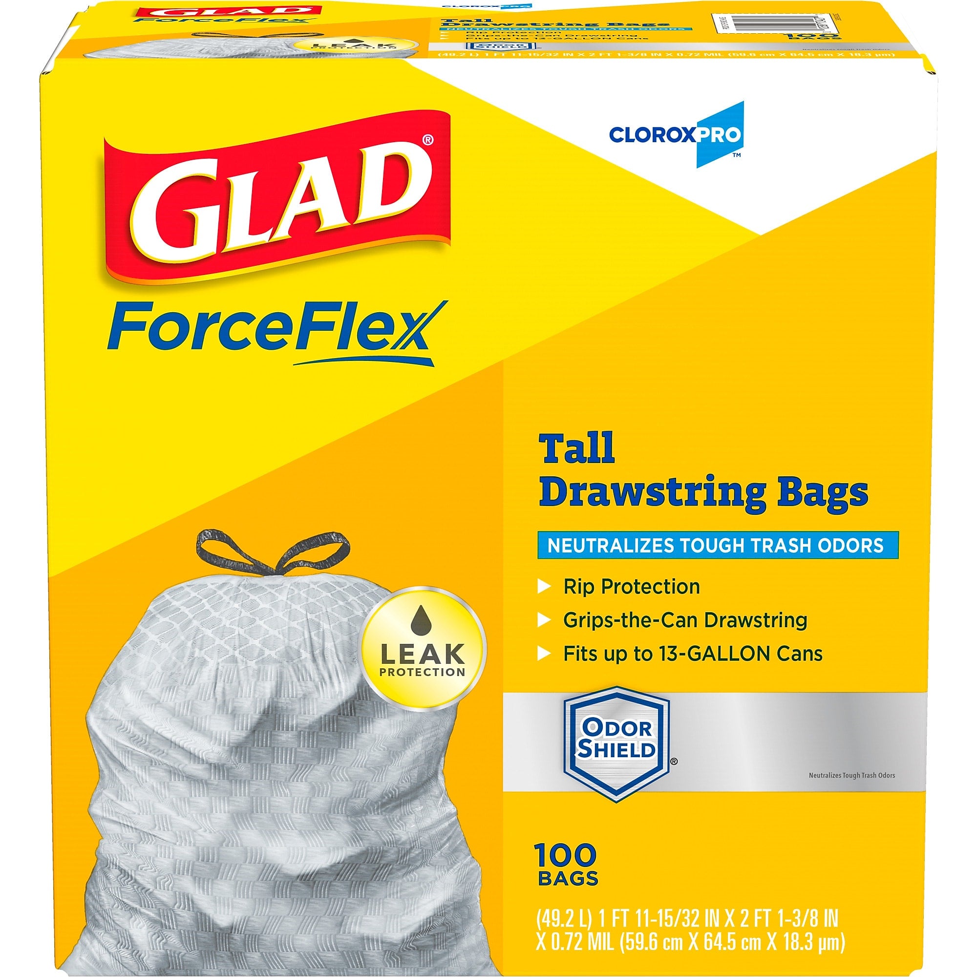 CloroxPro Glad ForceFlex 13 Gallon Tall Kitchen Trash Bag, 23.75