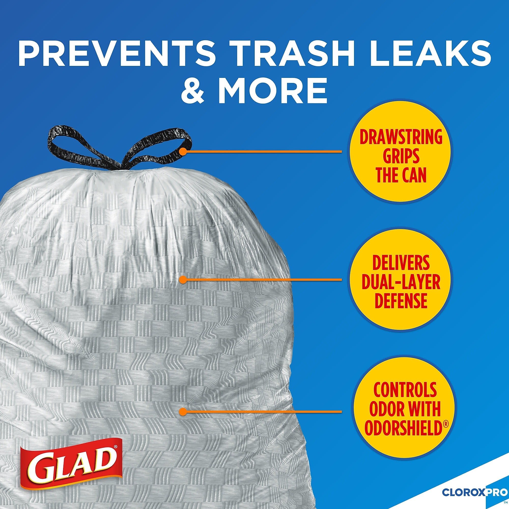 CloroxPro Glad ForceFlex 13 Gallon Tall Kitchen Trash Bag, 23.75