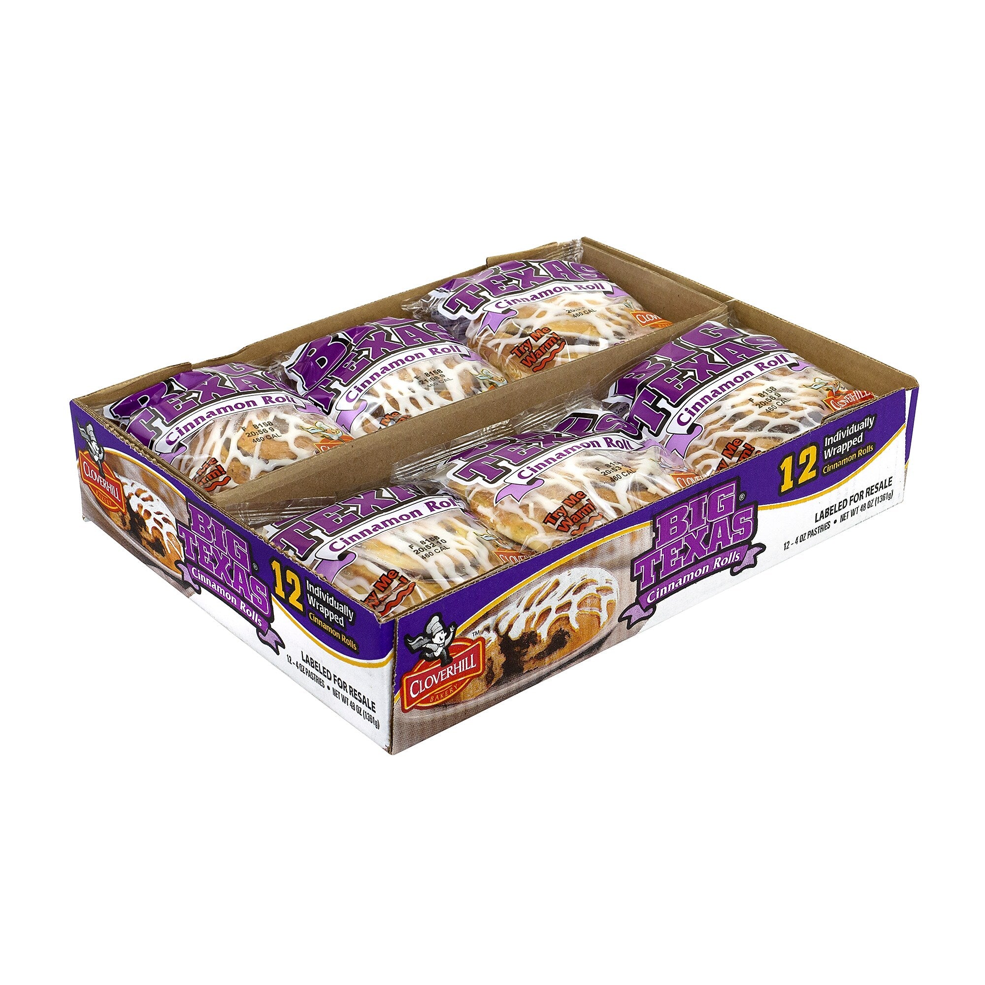 Cloverhill Big Texas Cinnamon Rolls, 4 oz., 12/Pack