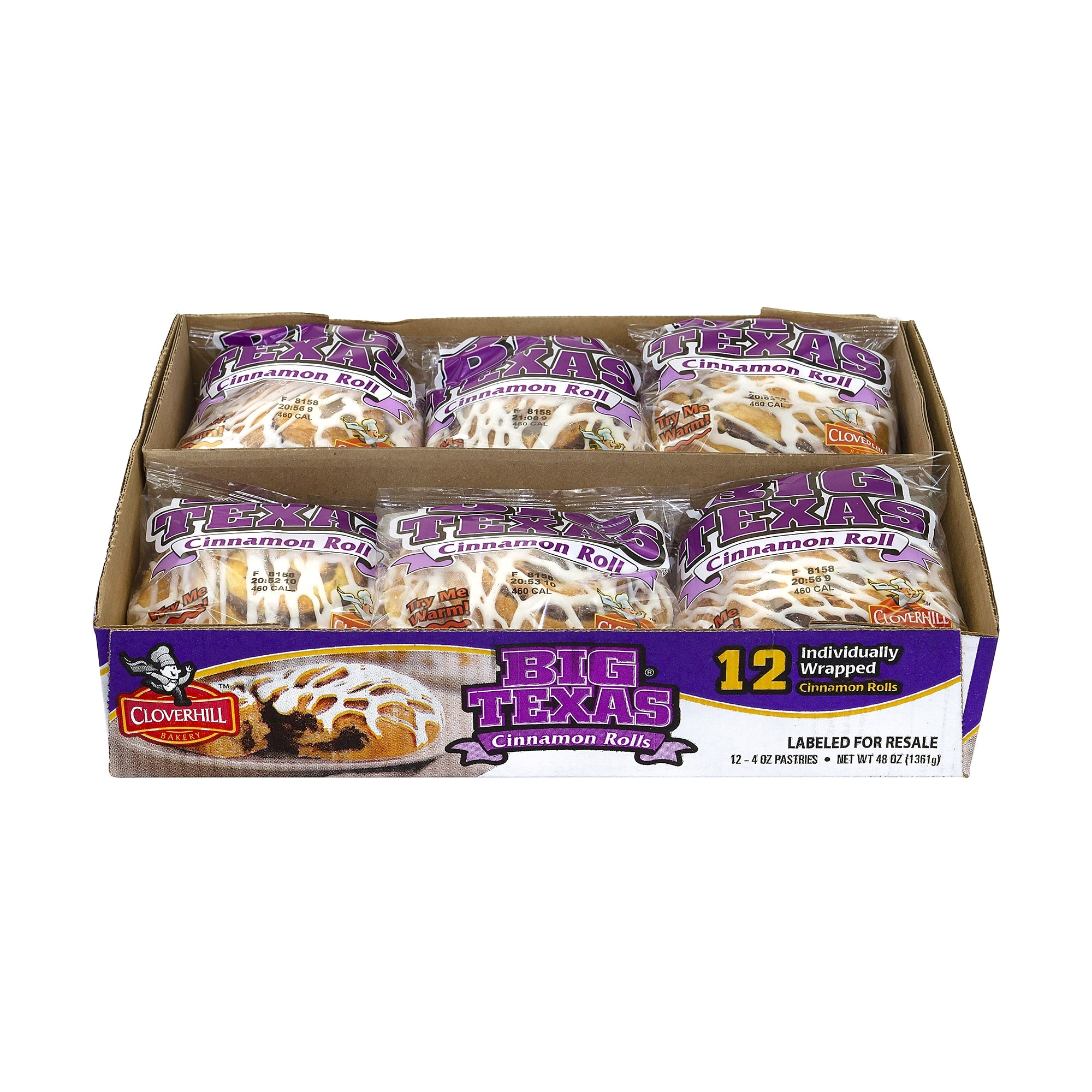 Cloverhill Big Texas Cinnamon Rolls, 4 oz., 12/Pack