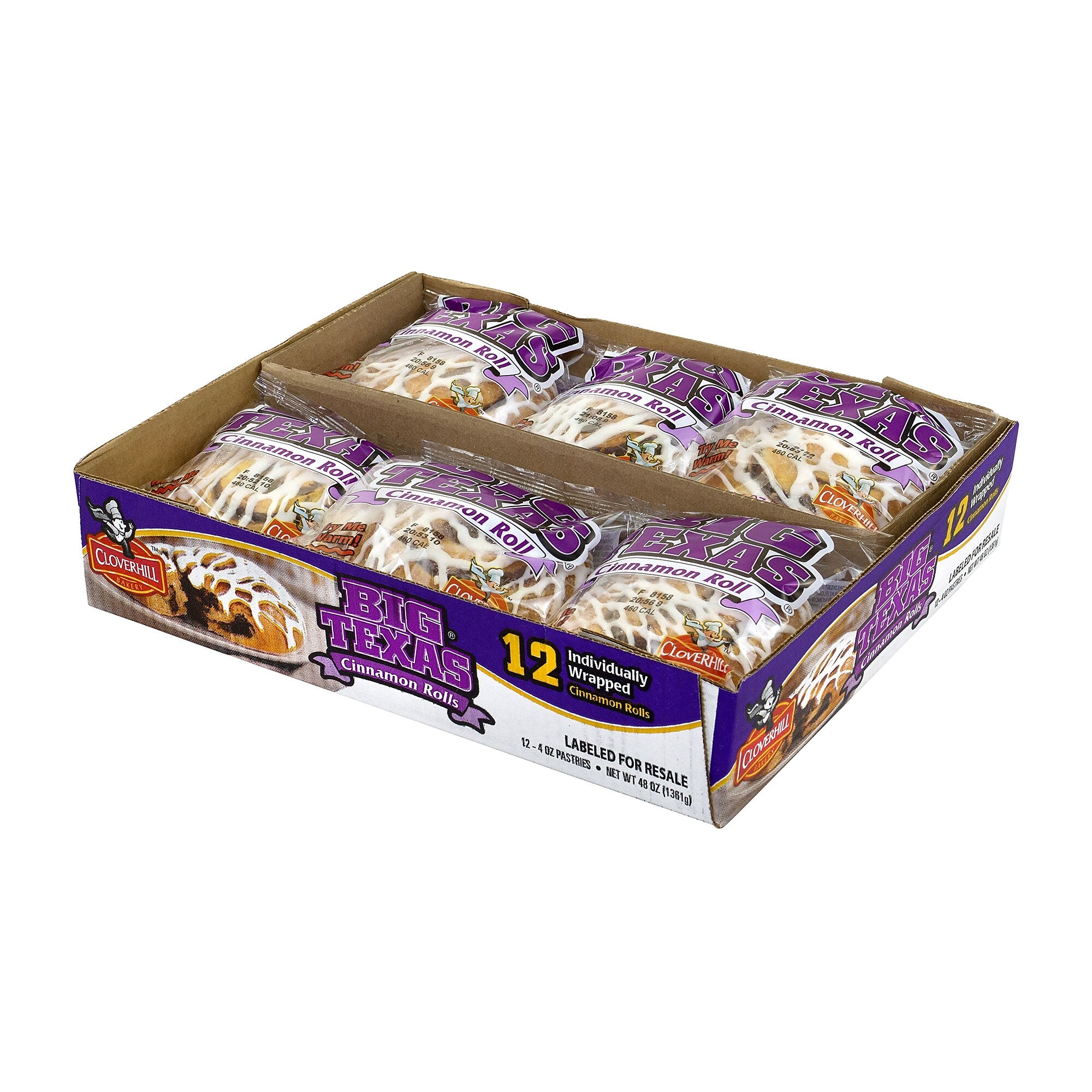 Cloverhill Big Texas Cinnamon Rolls, 4 oz., 12/Pack