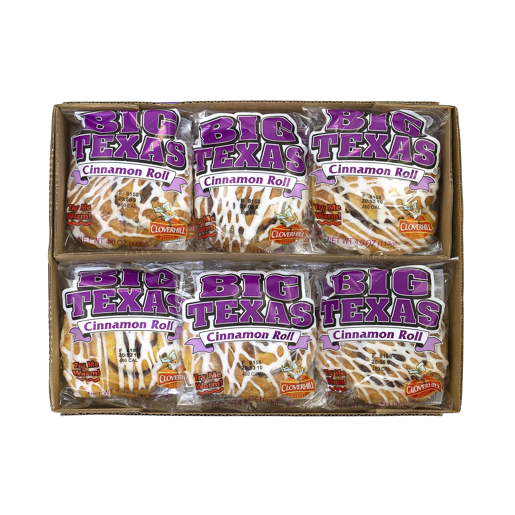 Cloverhill Big Texas Cinnamon Rolls, 4 oz., 12/Pack