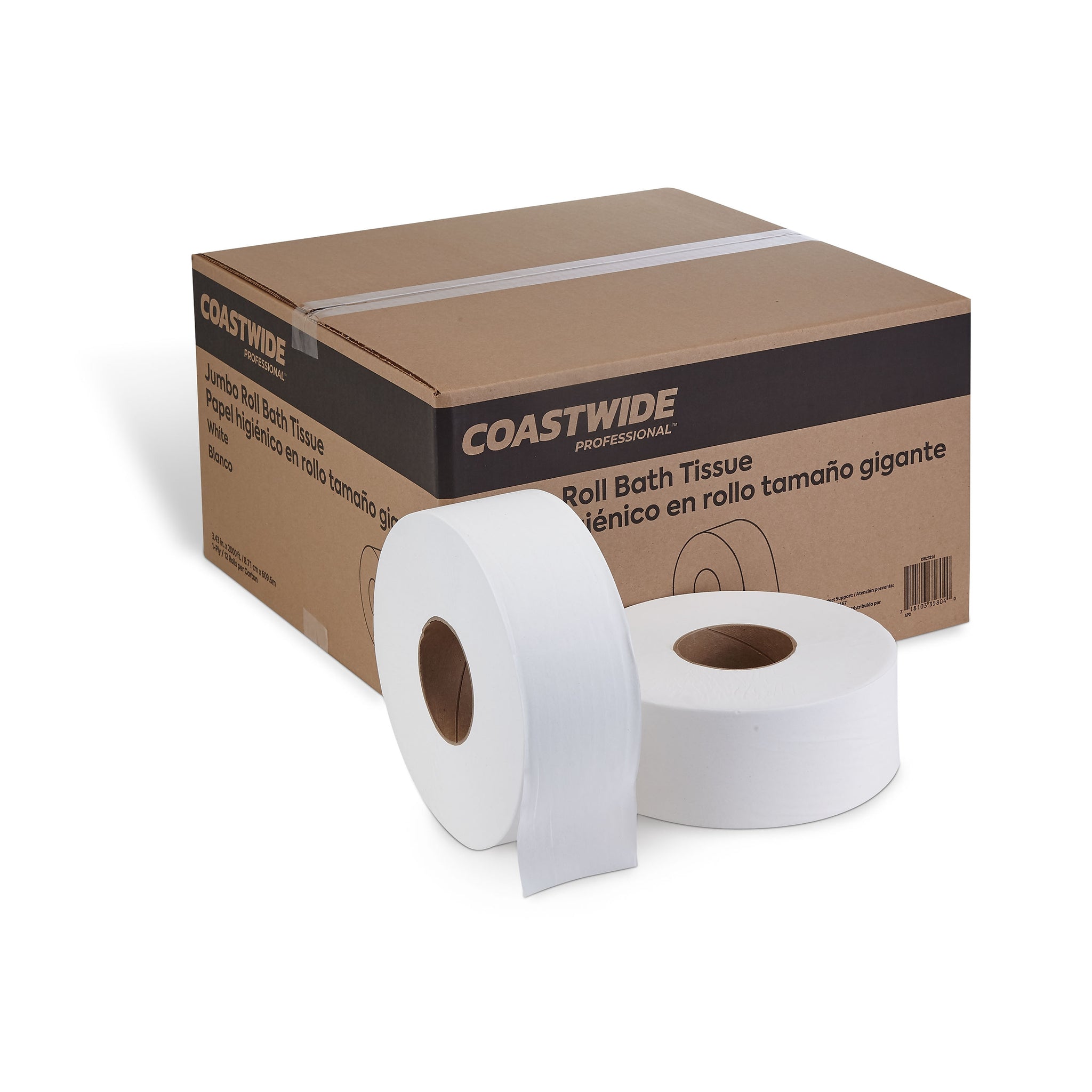Coastwide Professional™ 1-Ply Jumbo Toilet Paper, White, 2000 ft./Roll, 12 Rolls/Carton