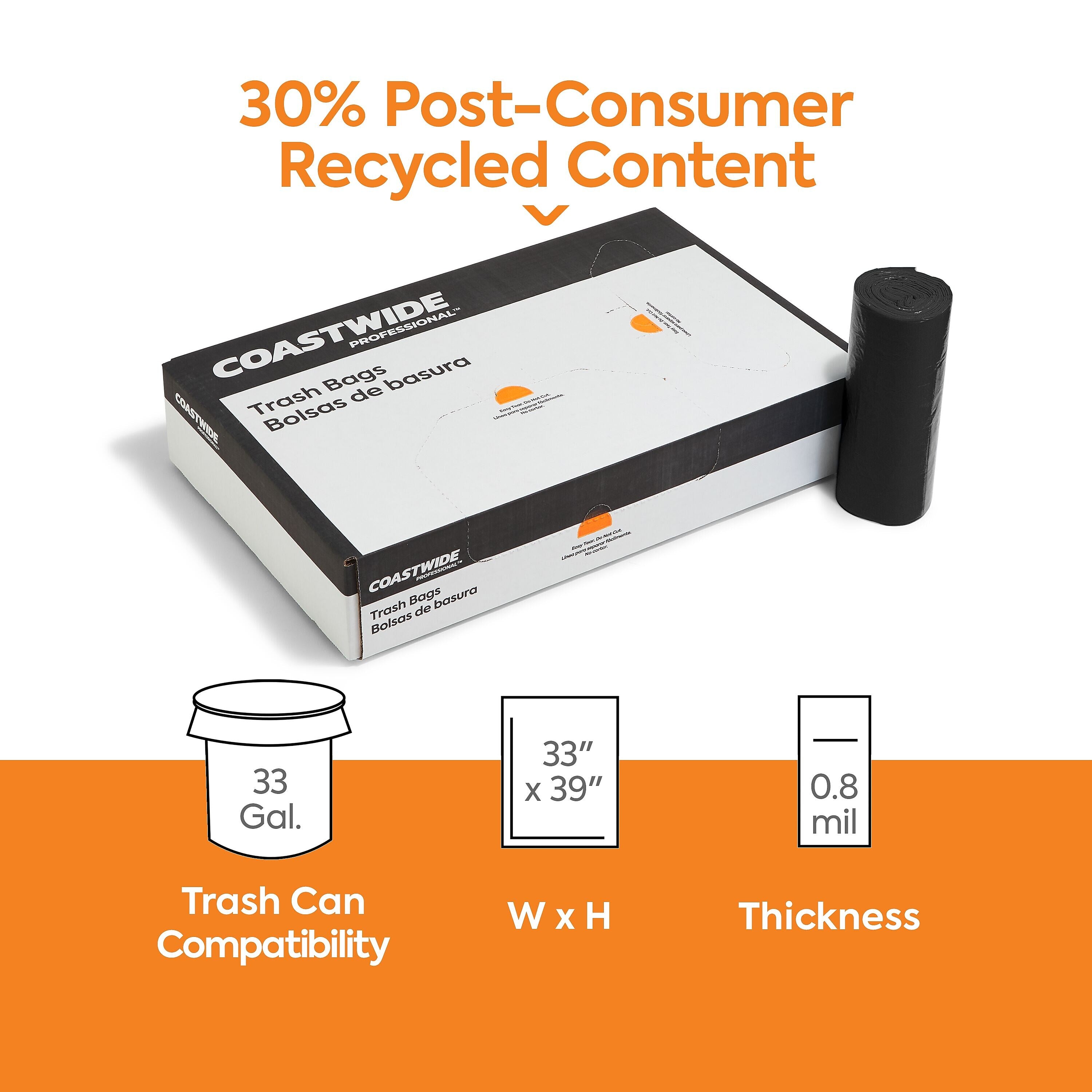 Coastwide Professional™ 33 Gallon Trash Bag, 33