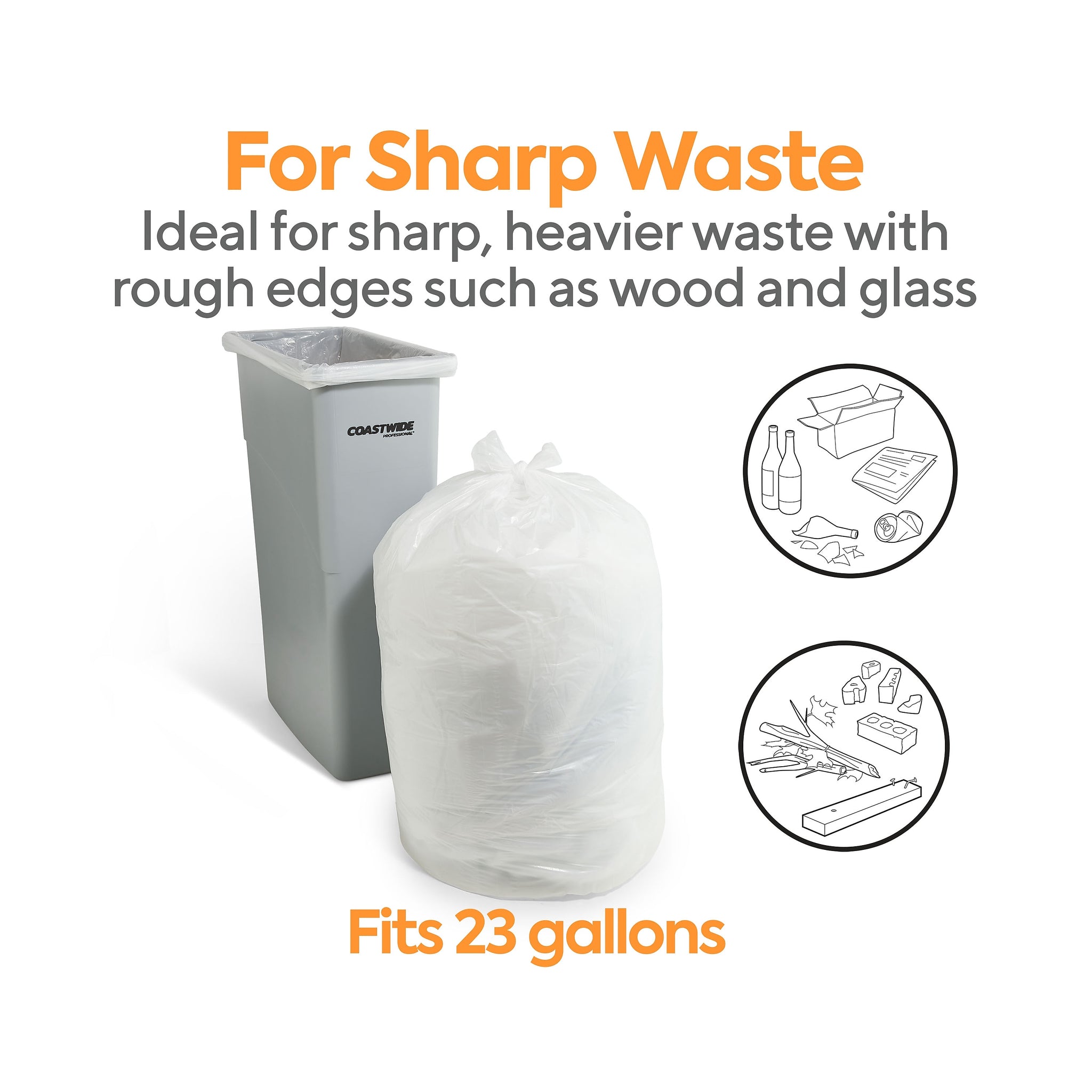 Coastwide Professional™ AccuFit 23 Gallon Industrial Trash Bag, 28