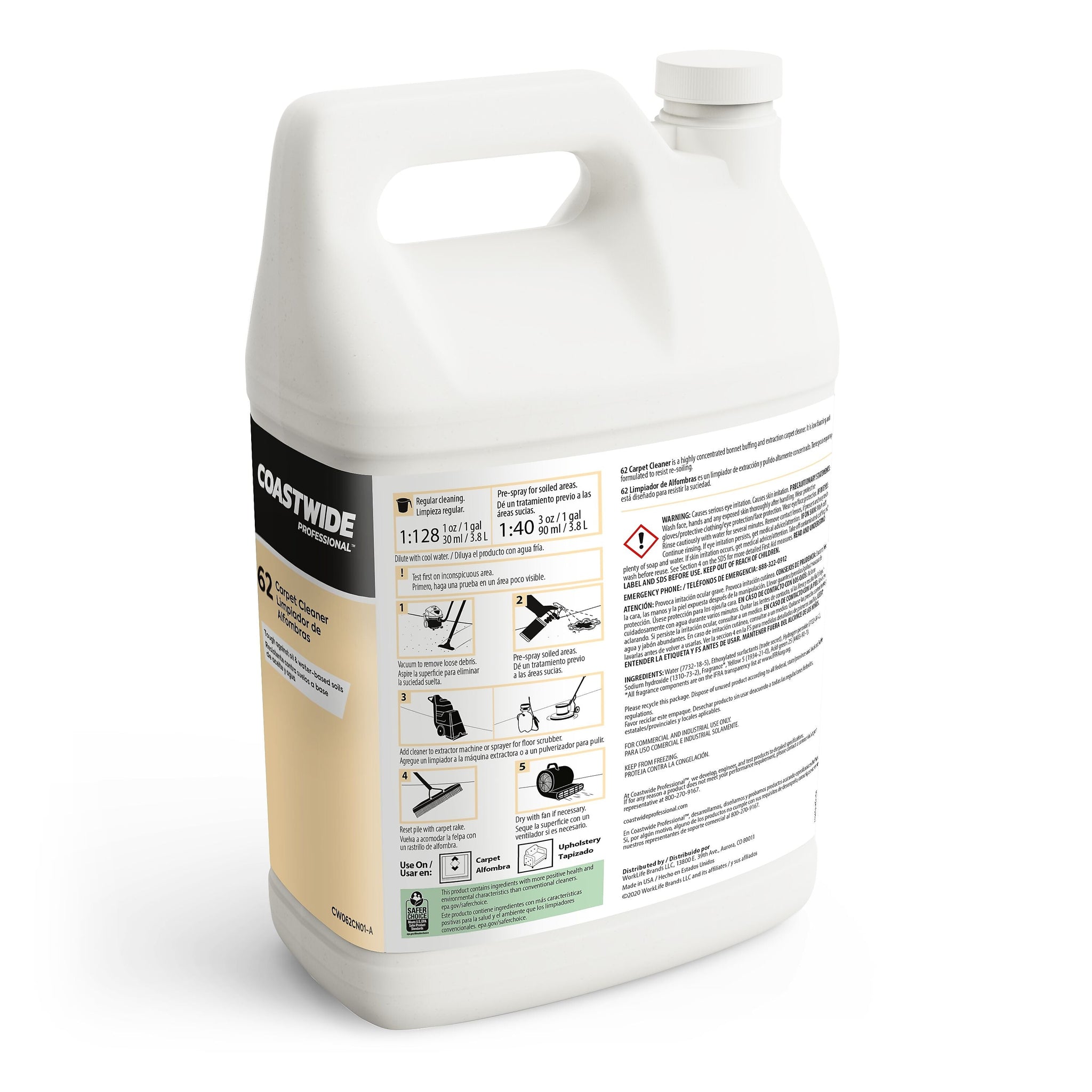 Coastwide Professional™ Carpet Cleaner 62, 3.78L/128 Oz., 4/Carton