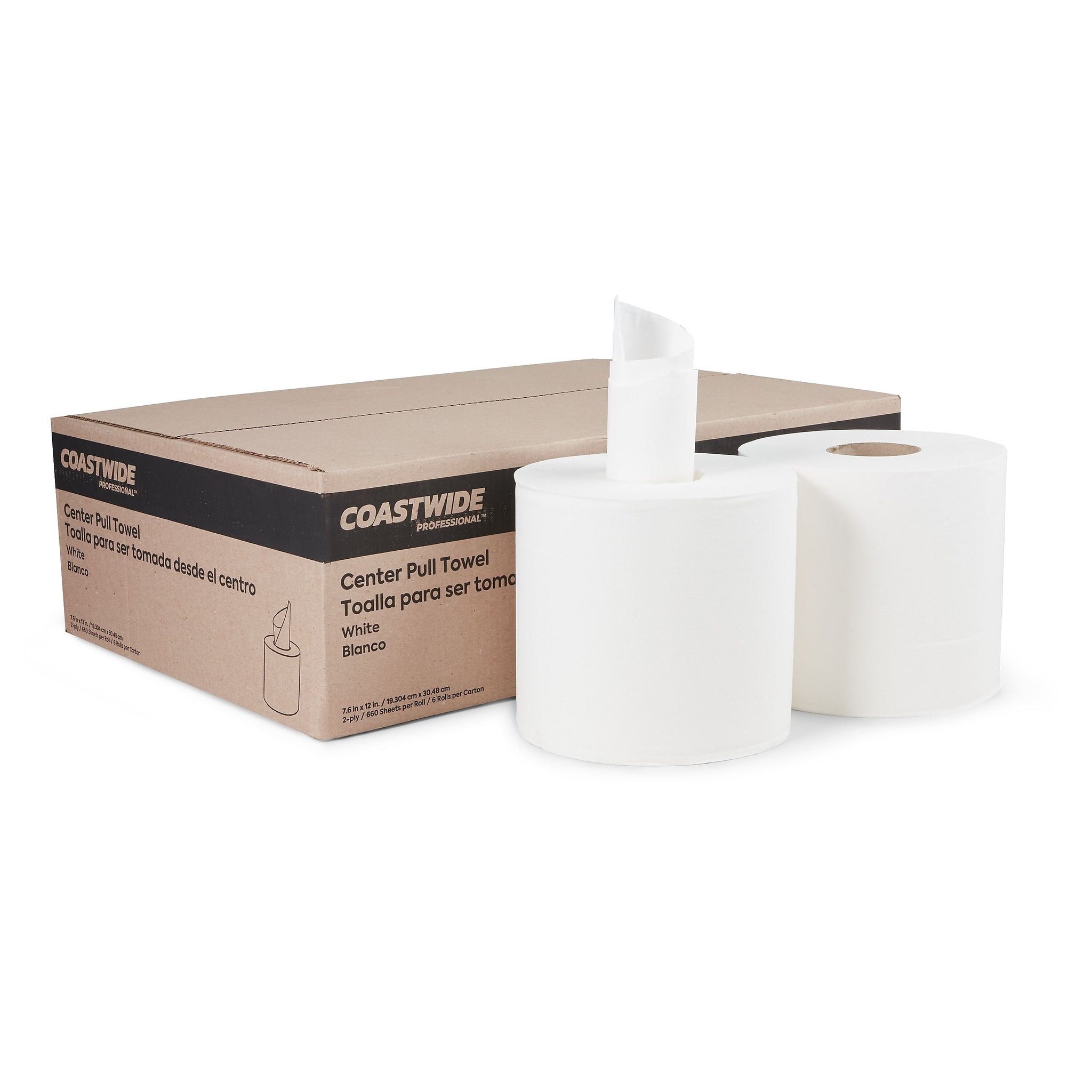 Coastwide Professional™ Centerpull Paper Towel, 2-Ply, White, 660 Sheets/Roll, 6 Rolls/Carton